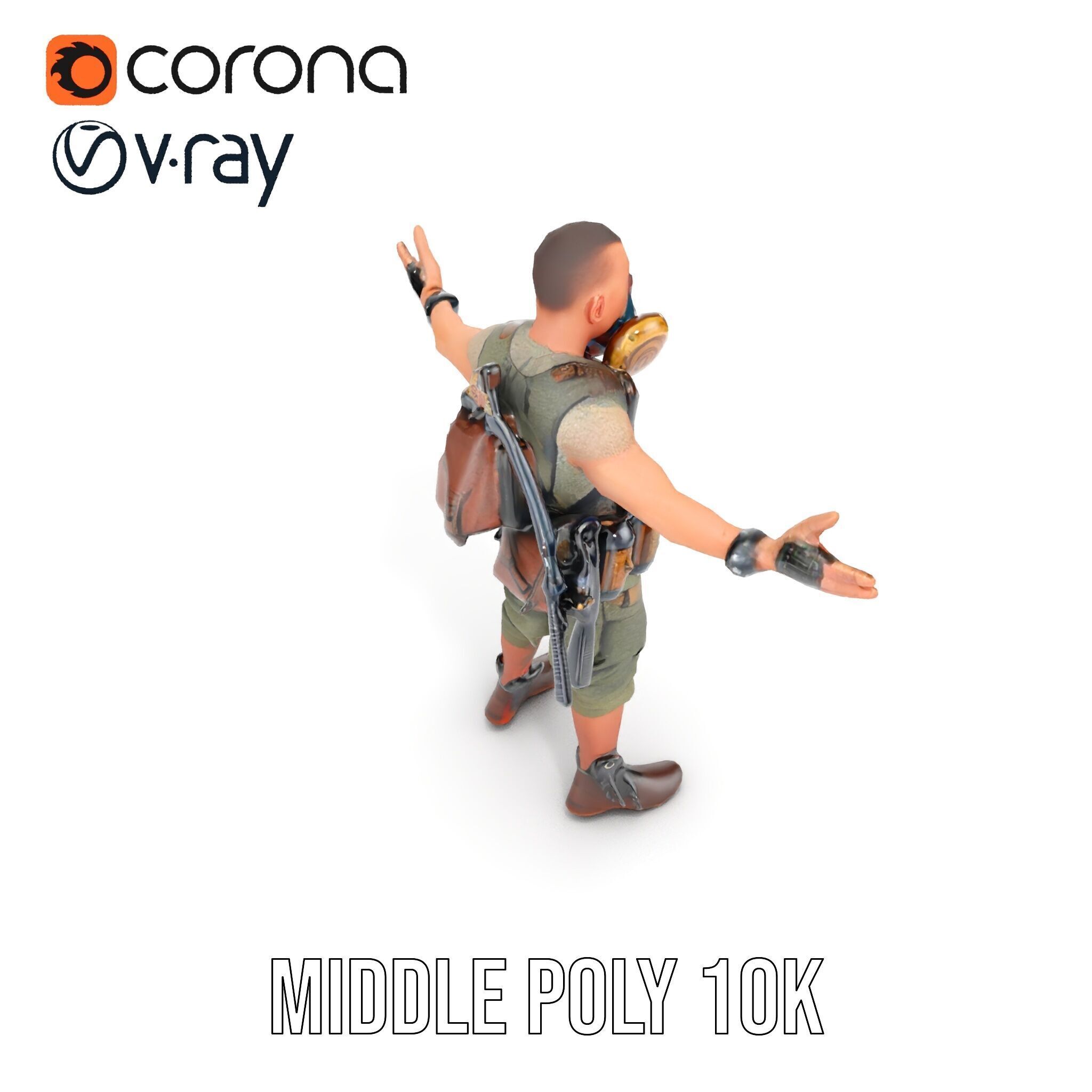 Apocalypse Survivor Rigged and Animated Character Model Low-poly 3D model_17