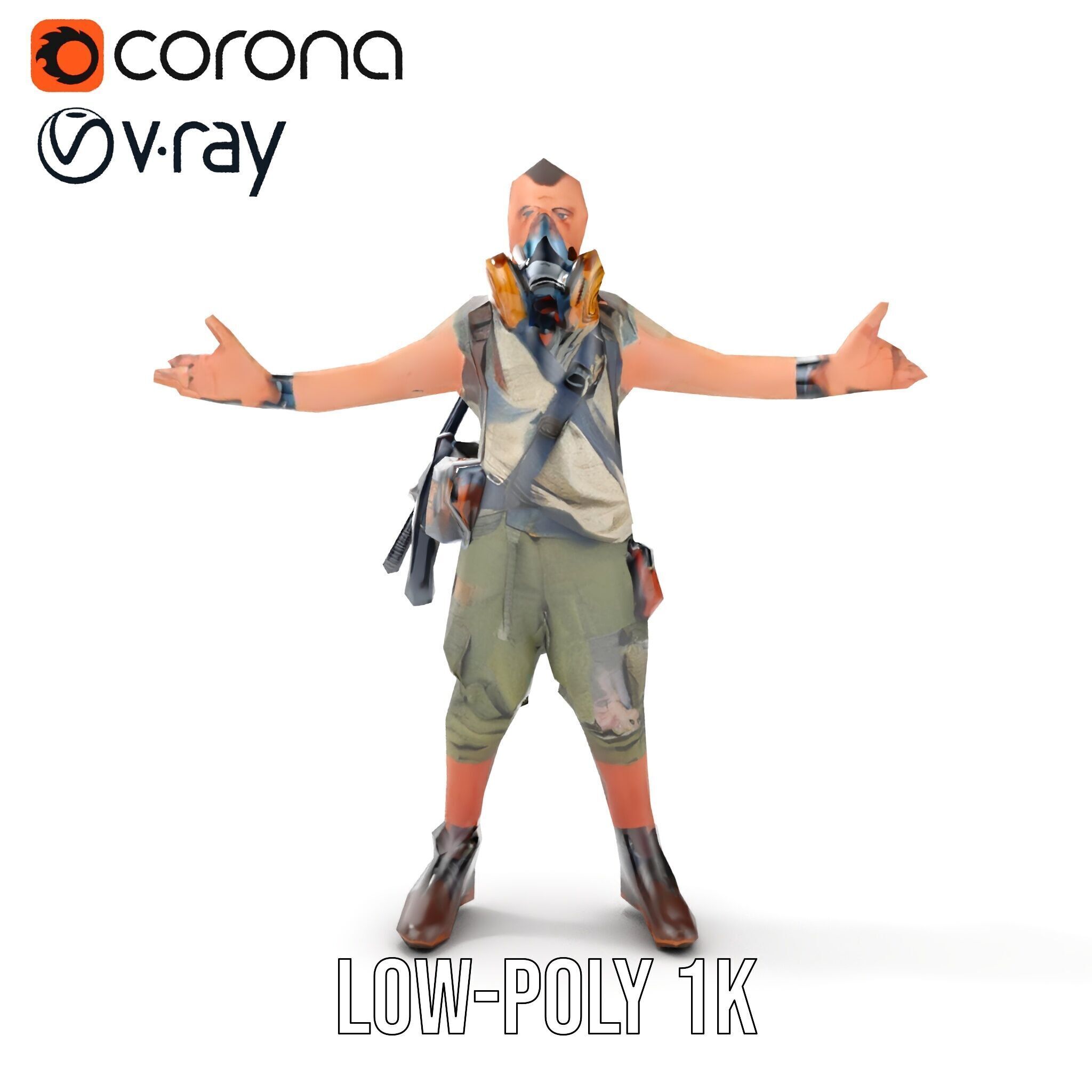 Apocalypse Survivor Rigged and Animated Character Model Low-poly 3D model_24