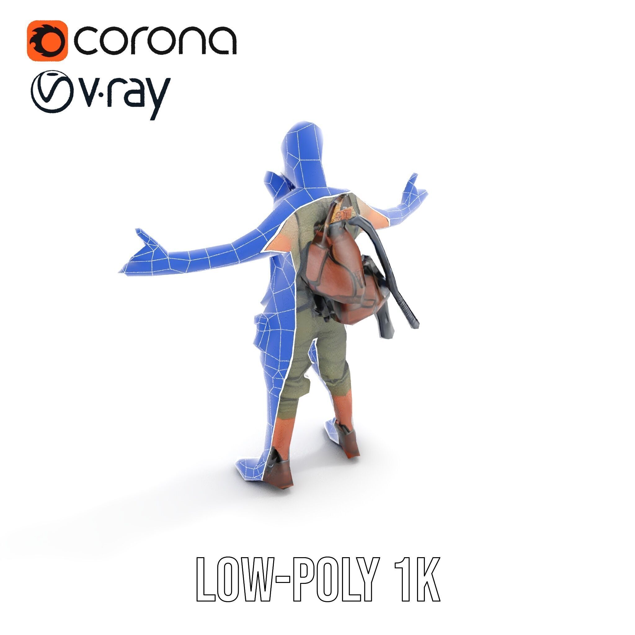 Apocalypse Survivor Rigged and Animated Character Model Low-poly 3D model_21