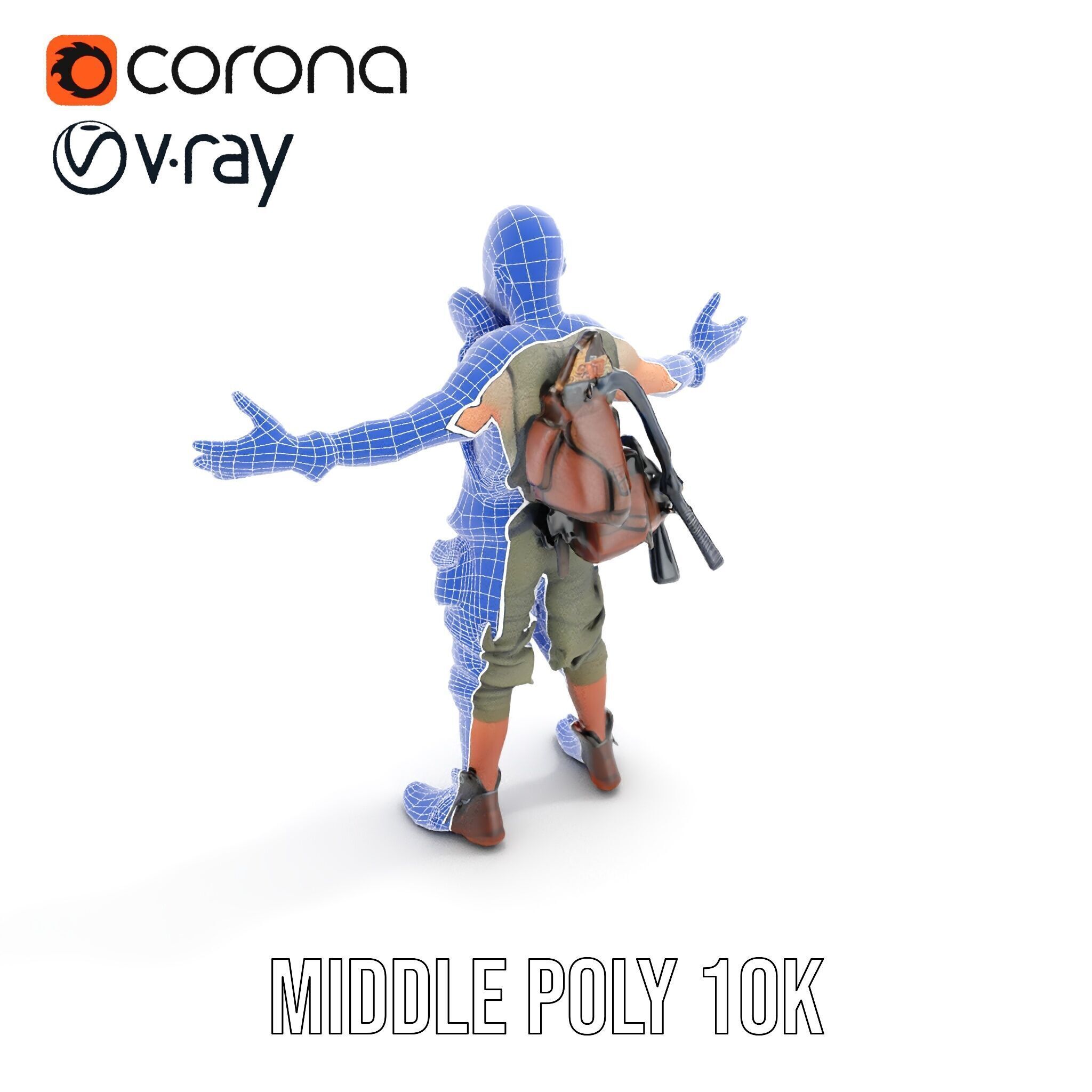 Apocalypse Survivor Rigged and Animated Character Model Low-poly 3D model_20