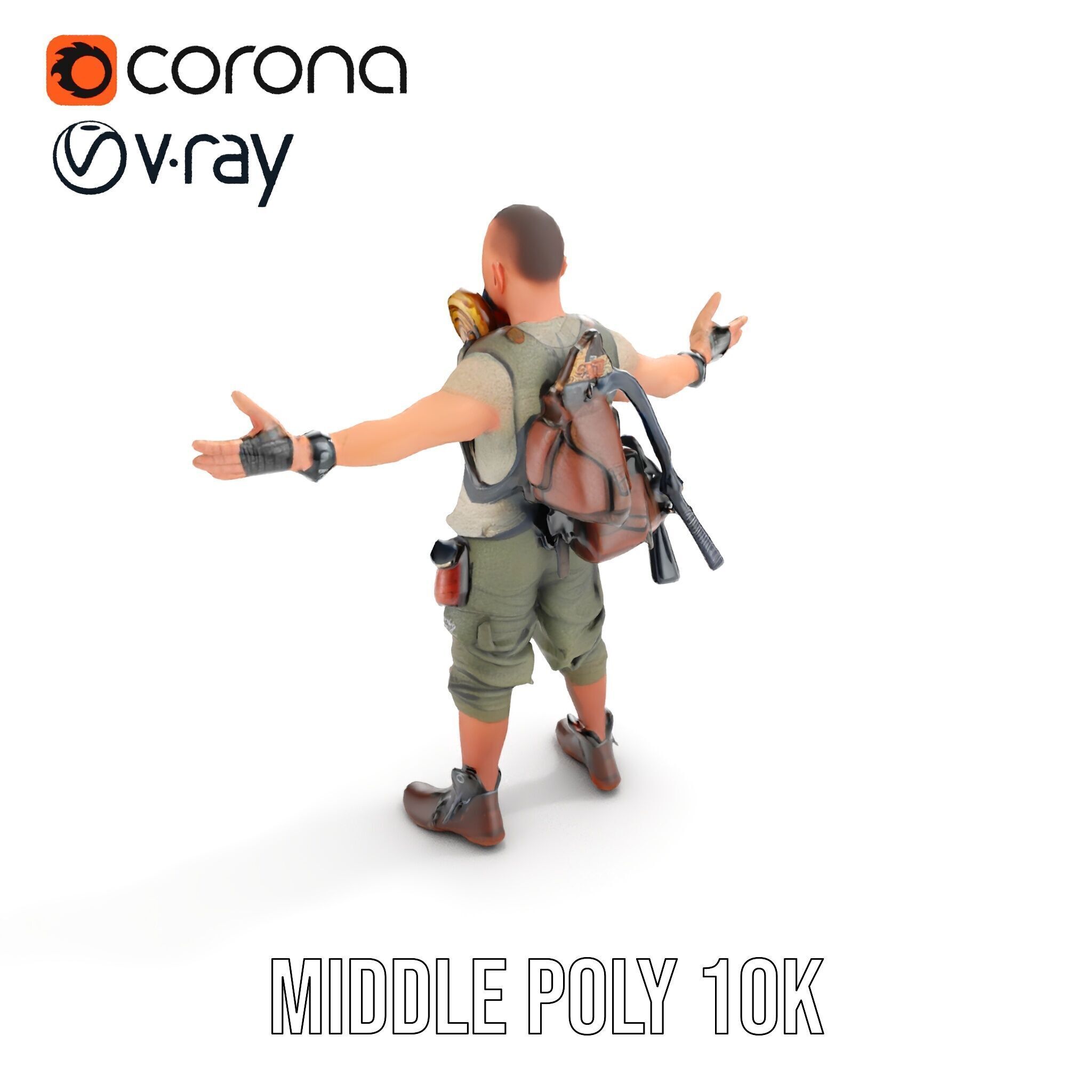 Apocalypse Survivor Rigged and Animated Character Model Low-poly 3D model_12