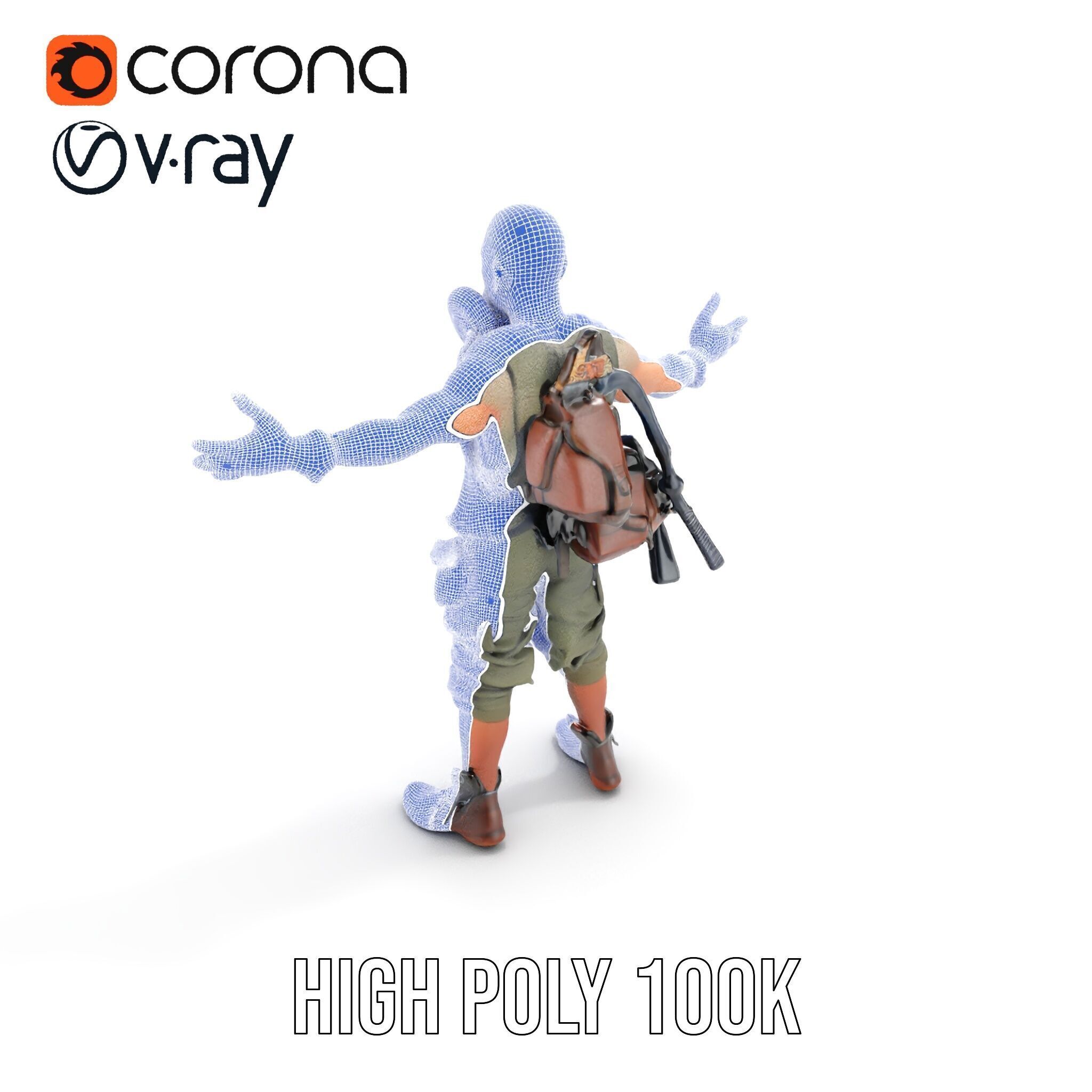 Apocalypse Survivor Rigged and Animated Character Model Low-poly 3D model_33