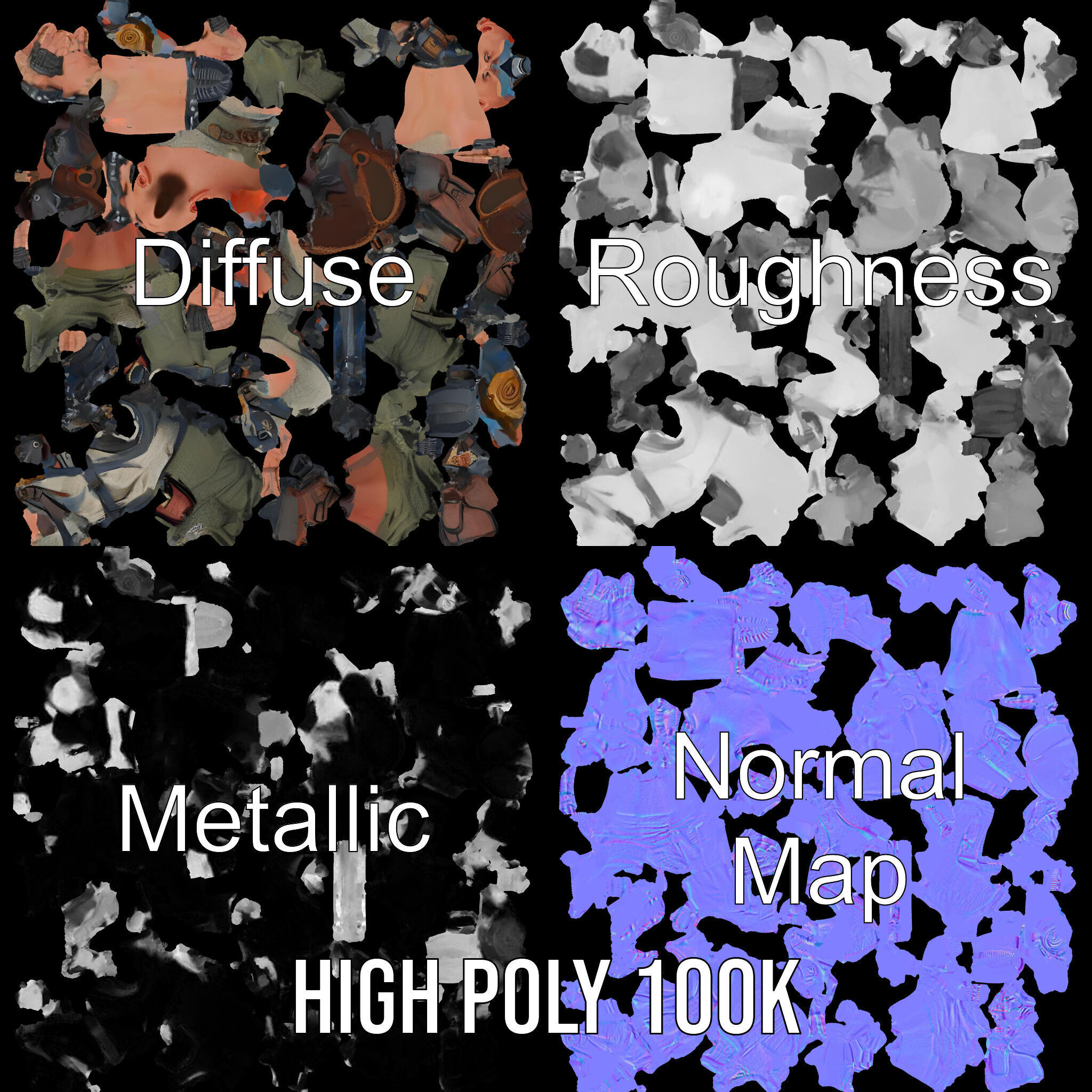 Apocalypse Survivor Rigged and Animated Character Model Low-poly 3D model_4