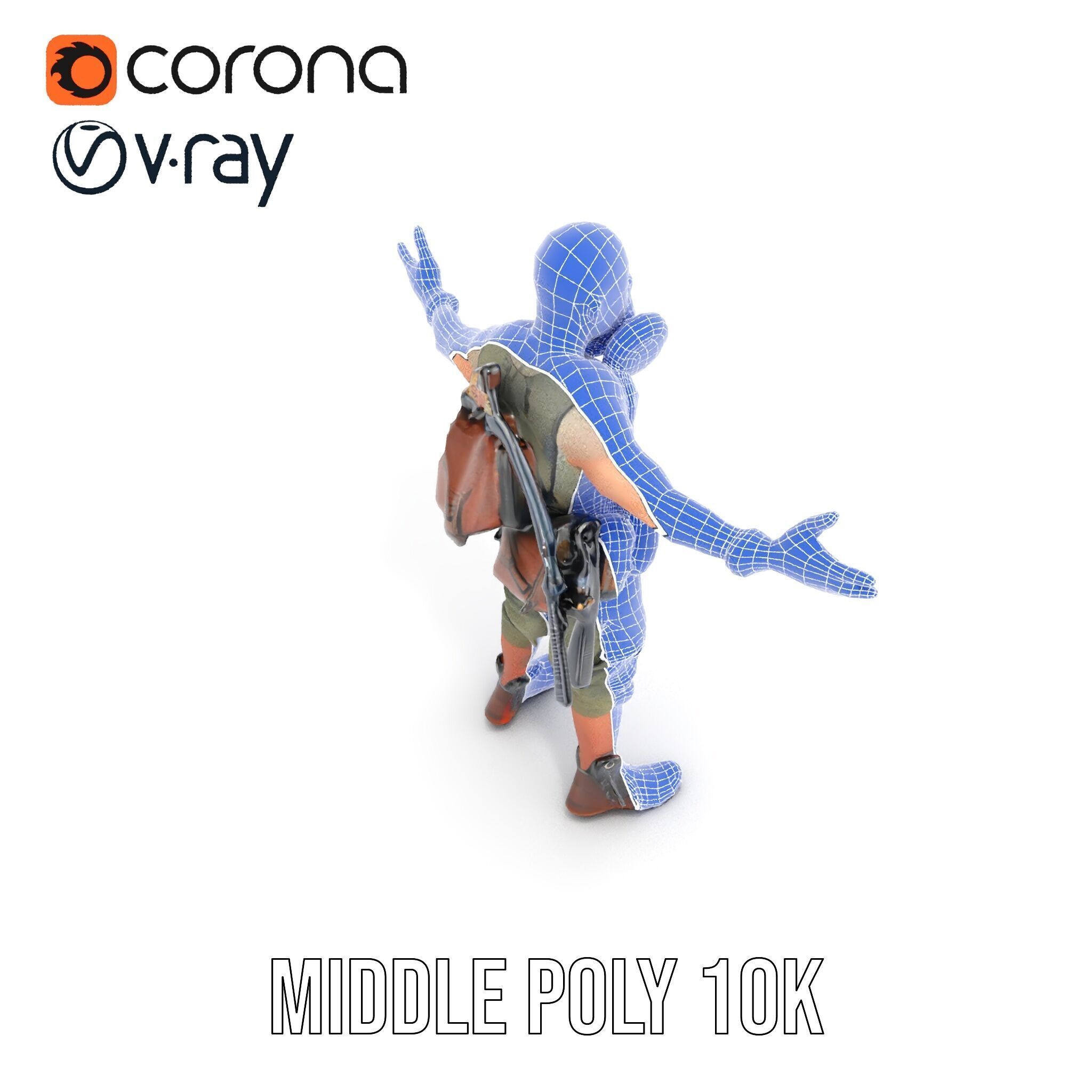 Apocalypse Survivor Rigged and Animated Character Model Low-poly 3D model_34