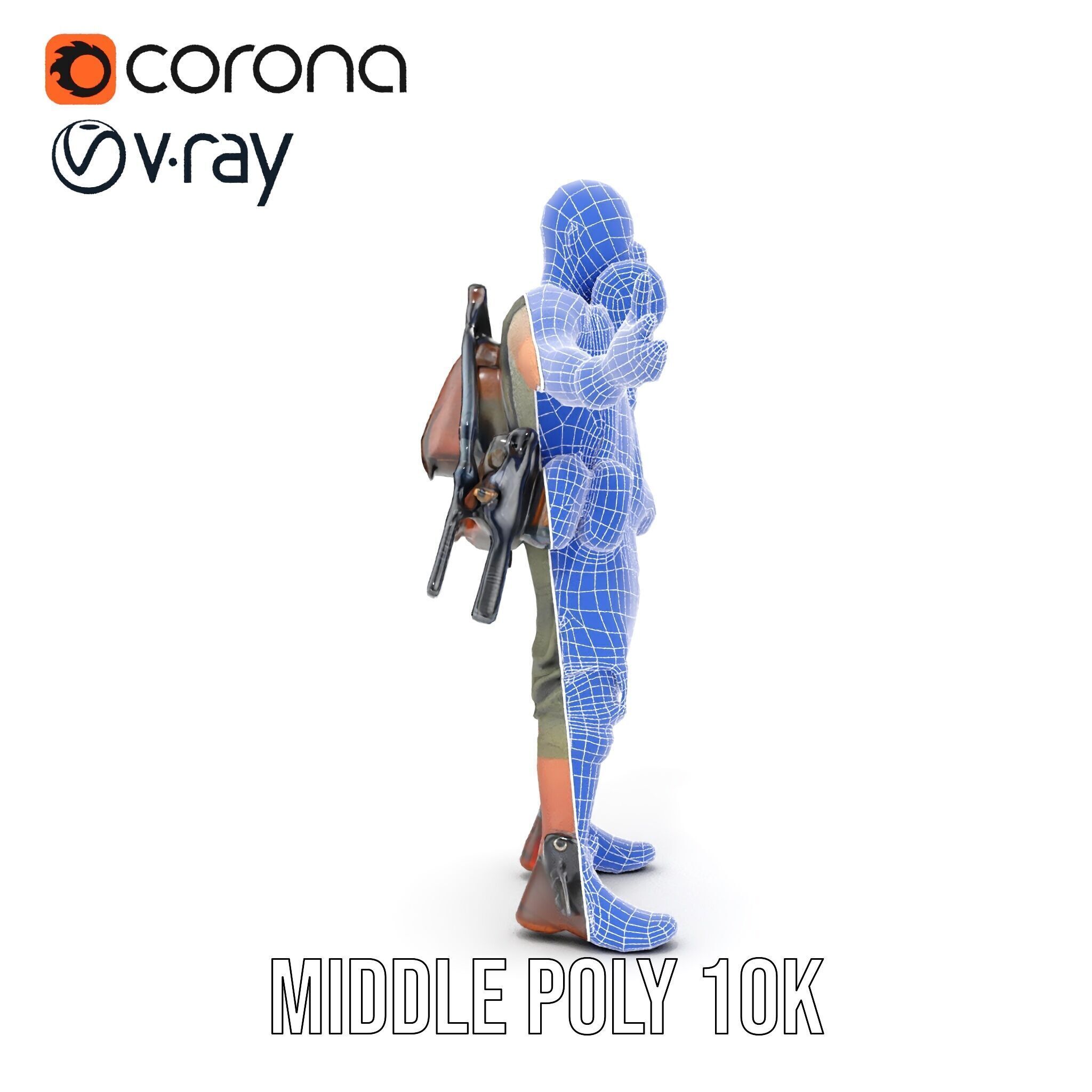 Apocalypse Survivor Rigged and Animated Character Model Low-poly 3D model_31