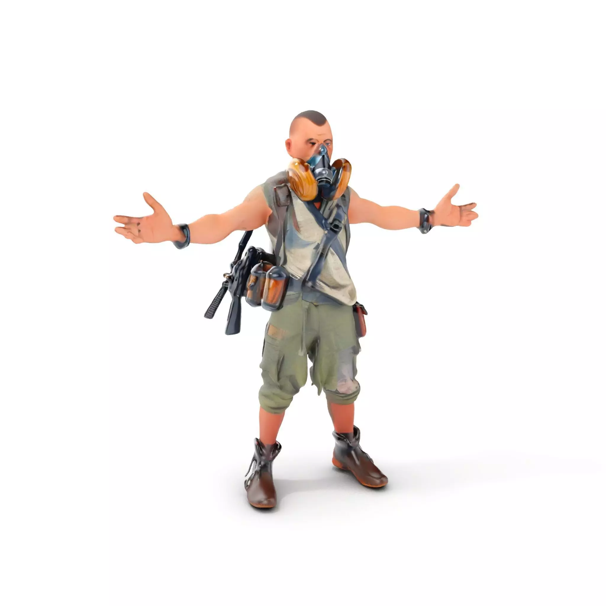 Apocalypse Survivor Rigged and Animated Character Model Low-poly 3D model_0