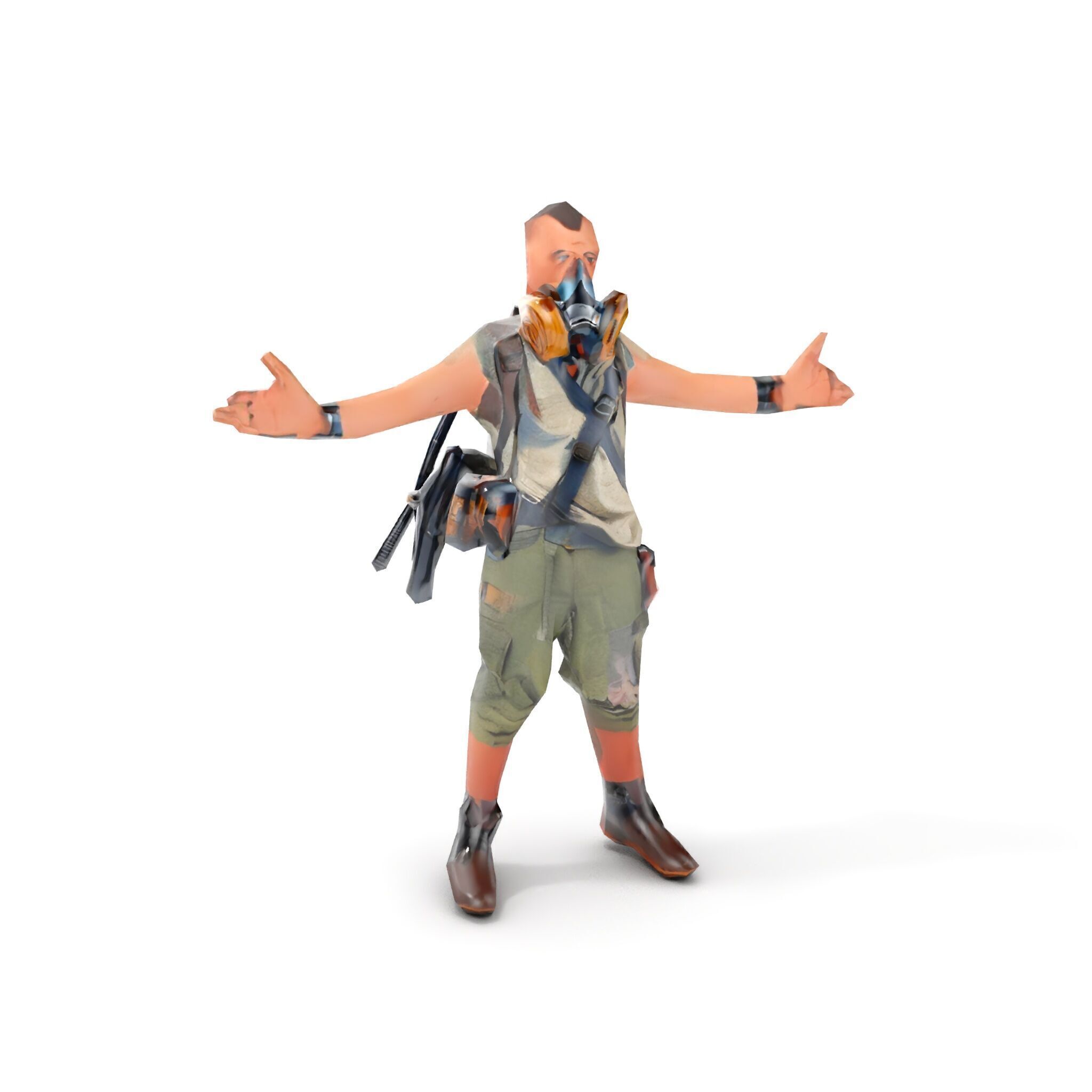 Apocalypse Survivor Rigged and Animated Character Model Low-poly 3D model_8