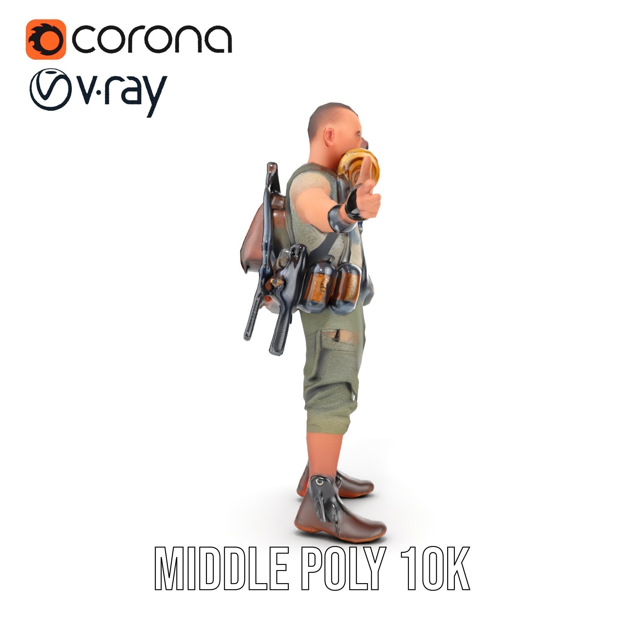 Apocalypse Survivor Rigged and Animated Character Model Low-poly 3D model_26