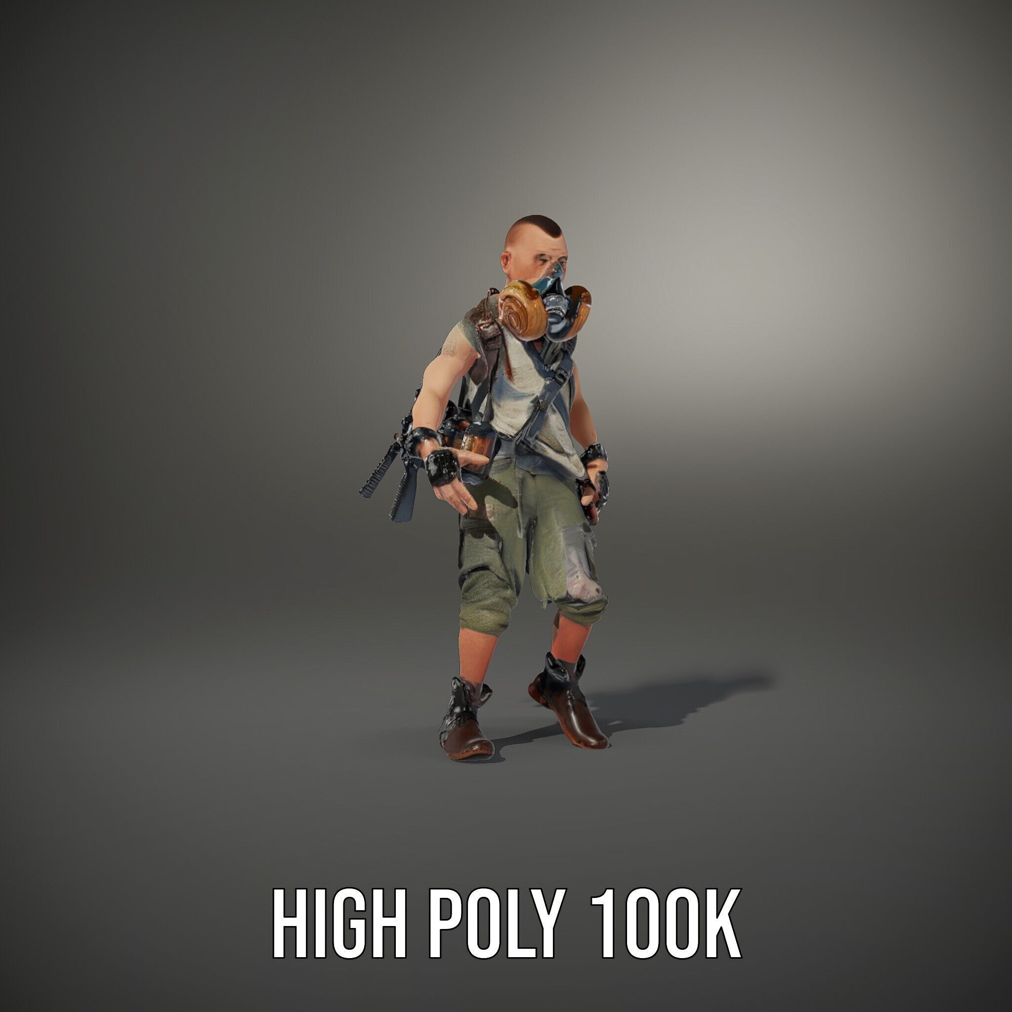 Apocalypse Survivor Rigged and Animated Character Model Low-poly 3D model_25
