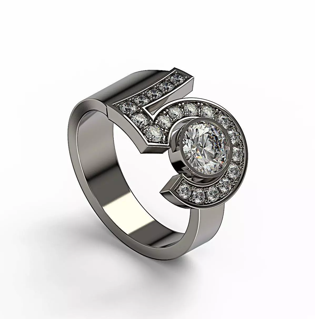 Number 5 Diamond Ring 3D print model