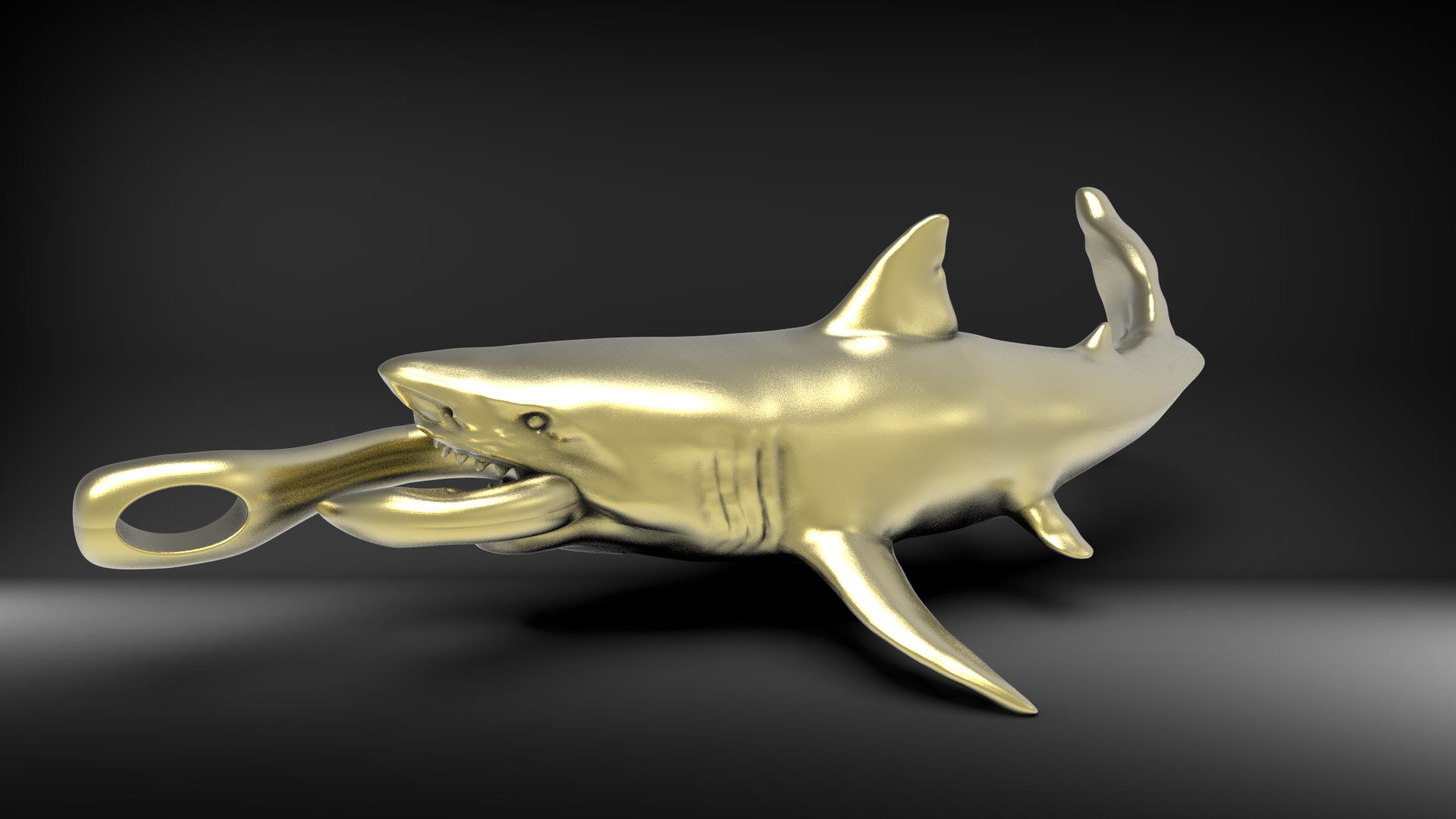 Shark Pendant with Hook 3D print model_2