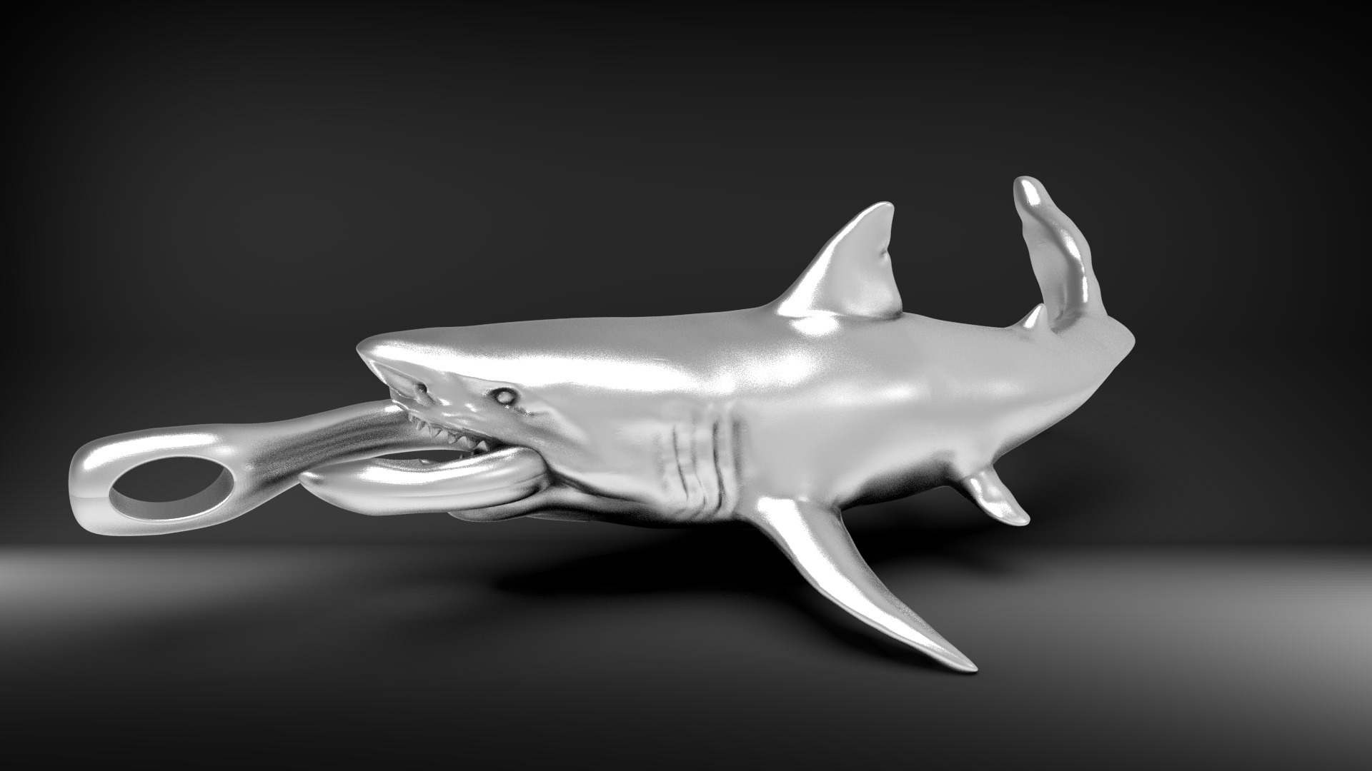 Shark Pendant with Hook 3D print model_4
