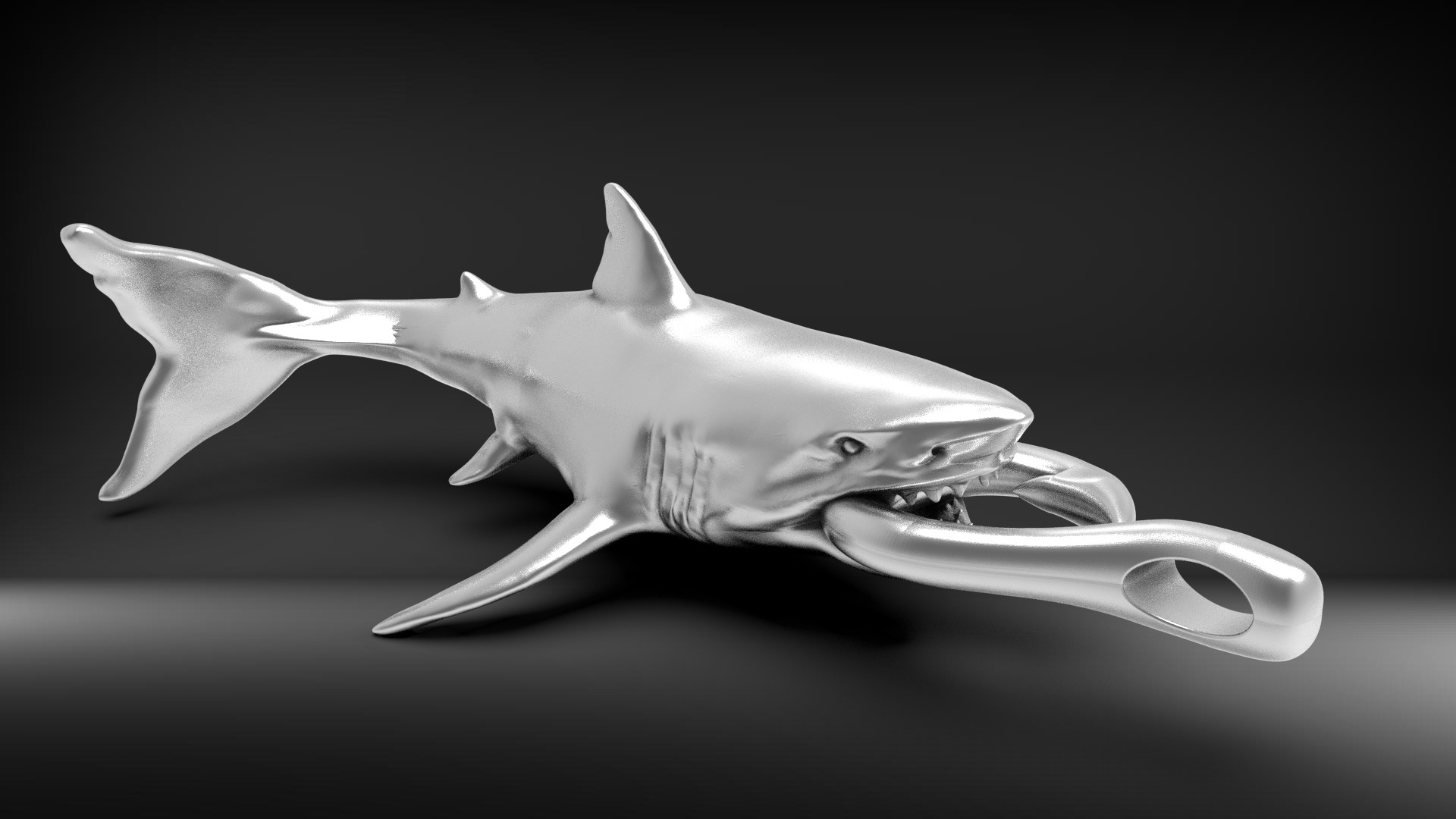 Shark Pendant with Hook 3D print model_5