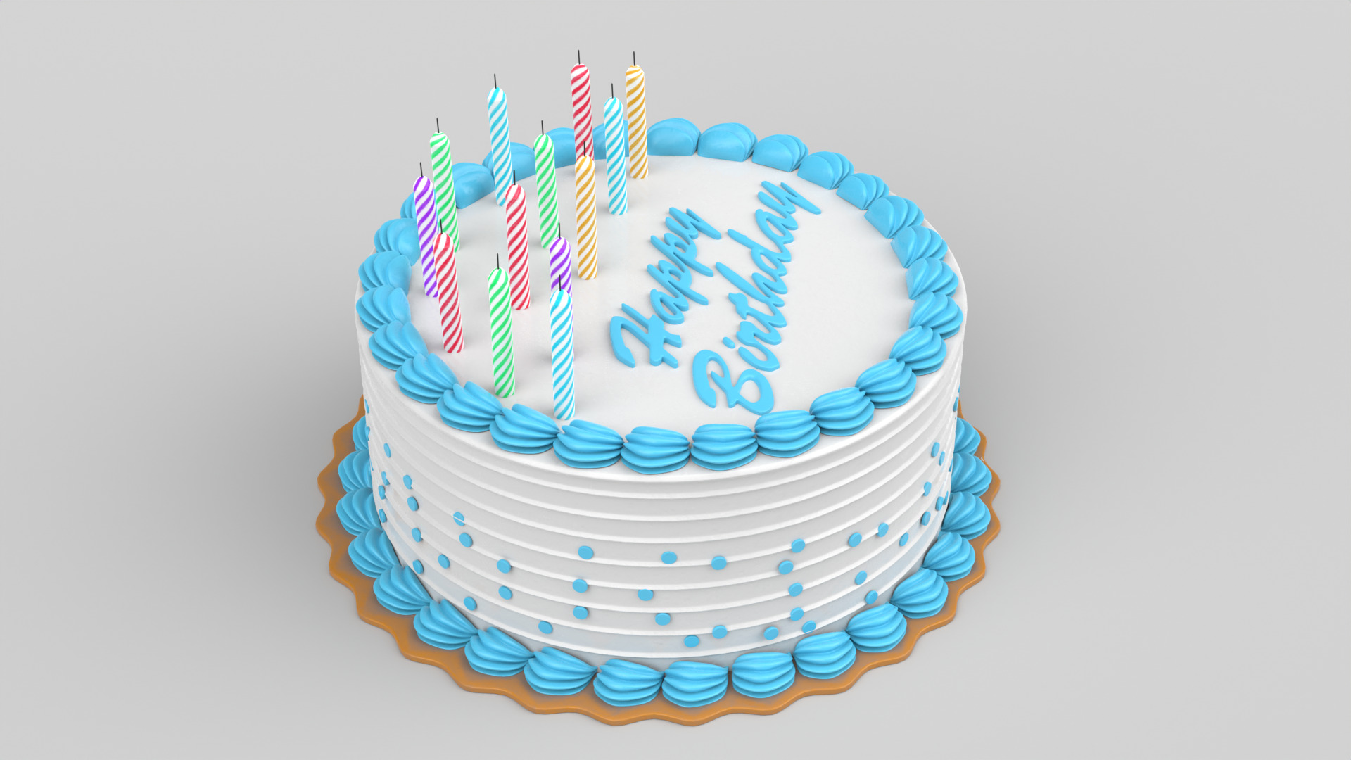 Birthday Cake 3D model_3