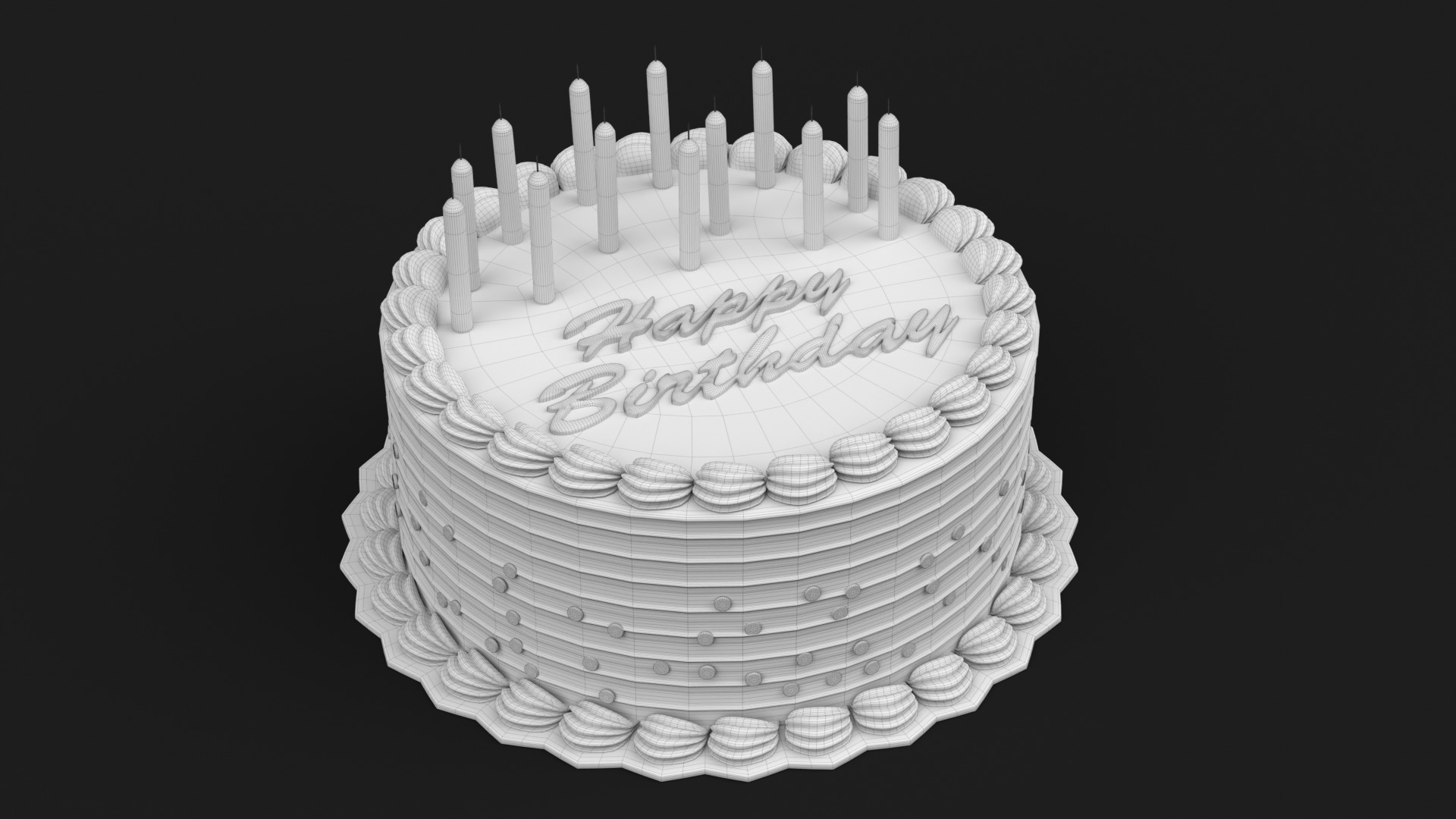 Birthday Cake 3D model_12