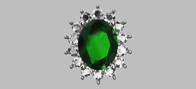 Oval Gemstone Earring 3D print model