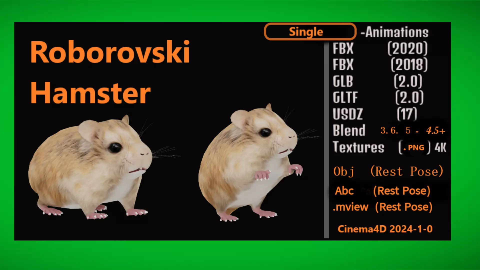 Roborovski Dwarf Hamster Low-poly 3D model_0