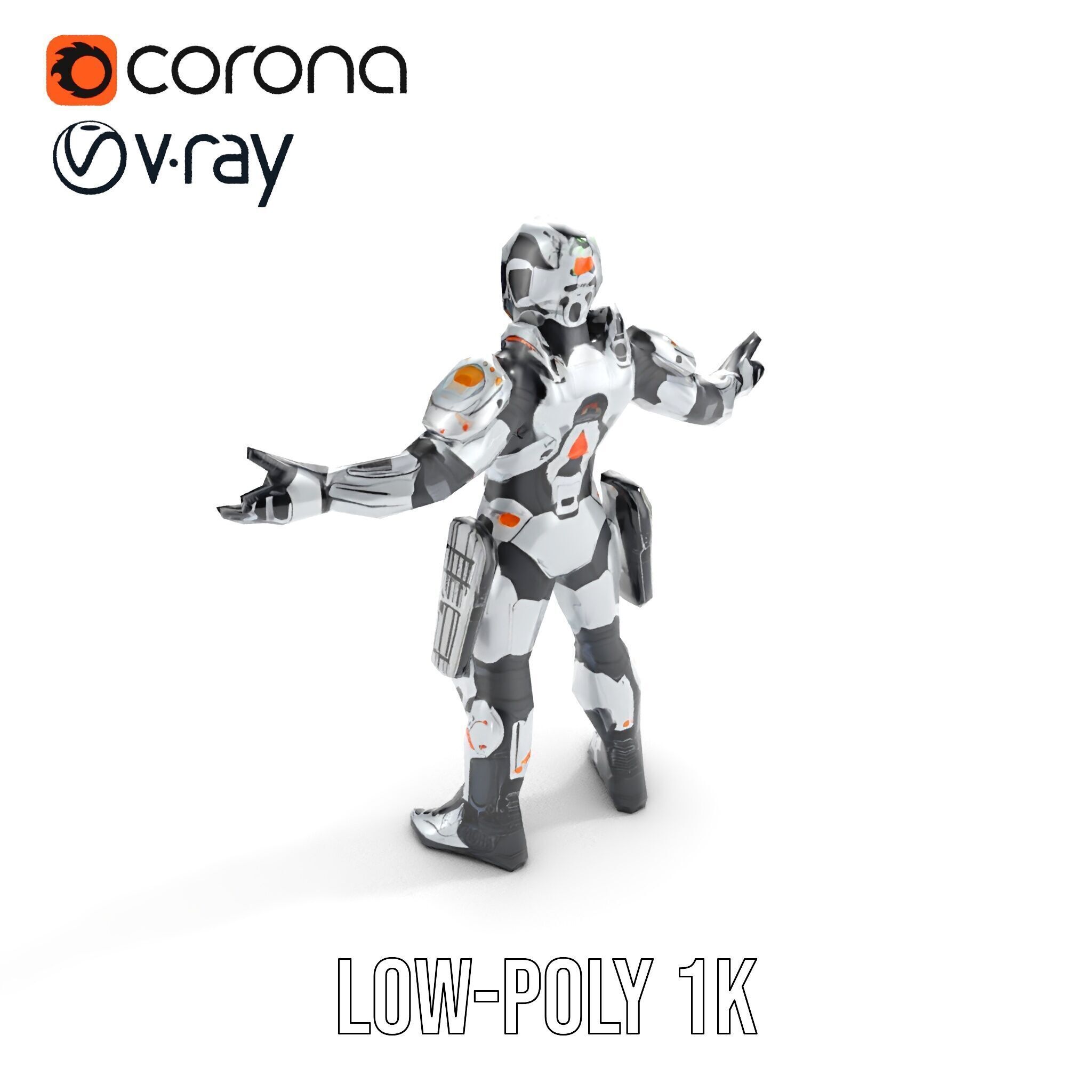 Futuristic Rigged and Animated Combat Robot Suit D Model Low-poly 3D model_10