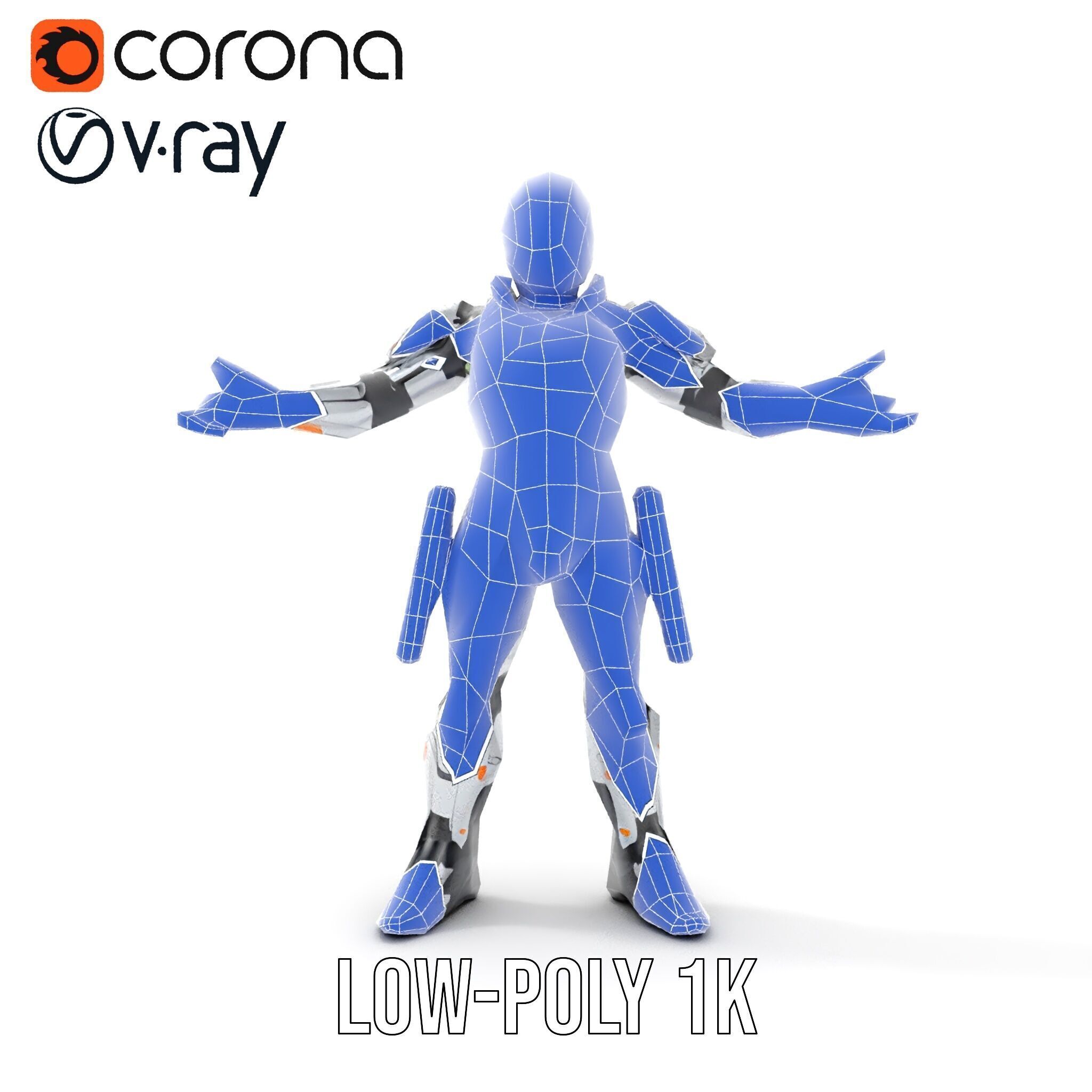 Futuristic Rigged and Animated Combat Robot Suit D Model Low-poly 3D model_16