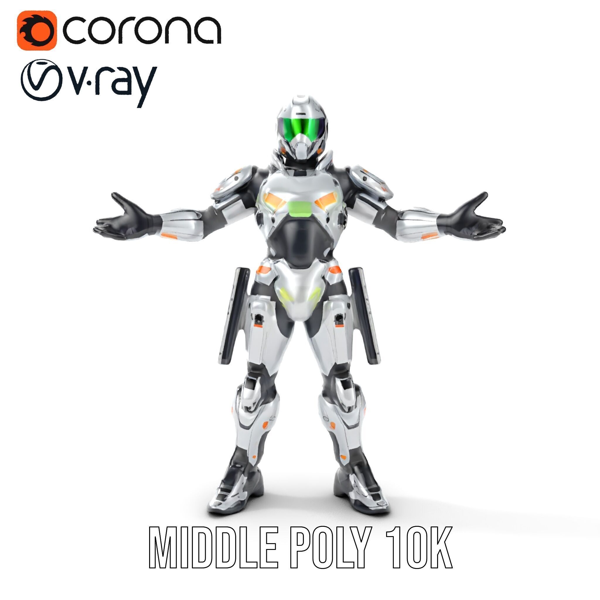 Futuristic Rigged and Animated Combat Robot Suit D Model Low-poly 3D model_15