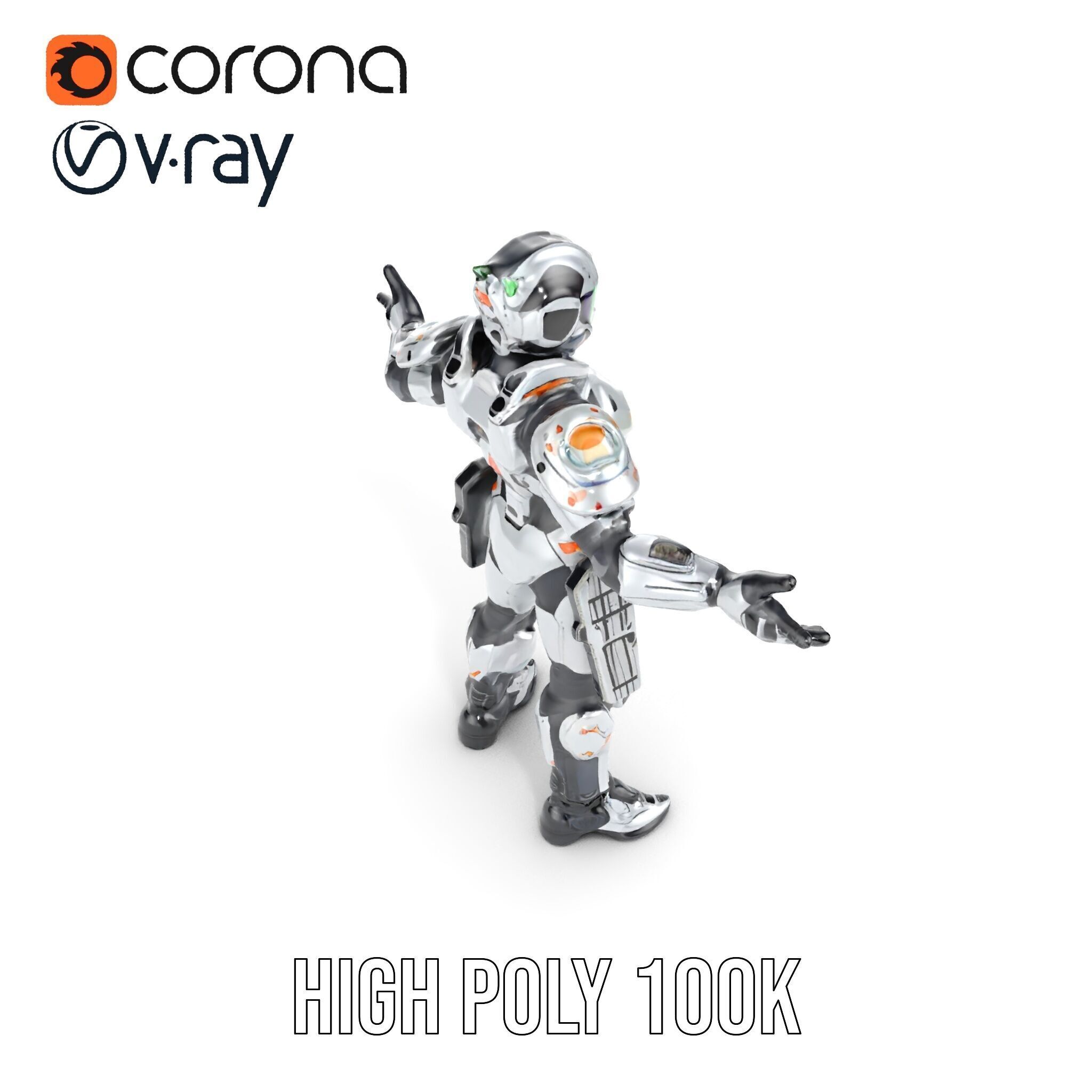 Futuristic Rigged and Animated Combat Robot Suit D Model Low-poly 3D model_14