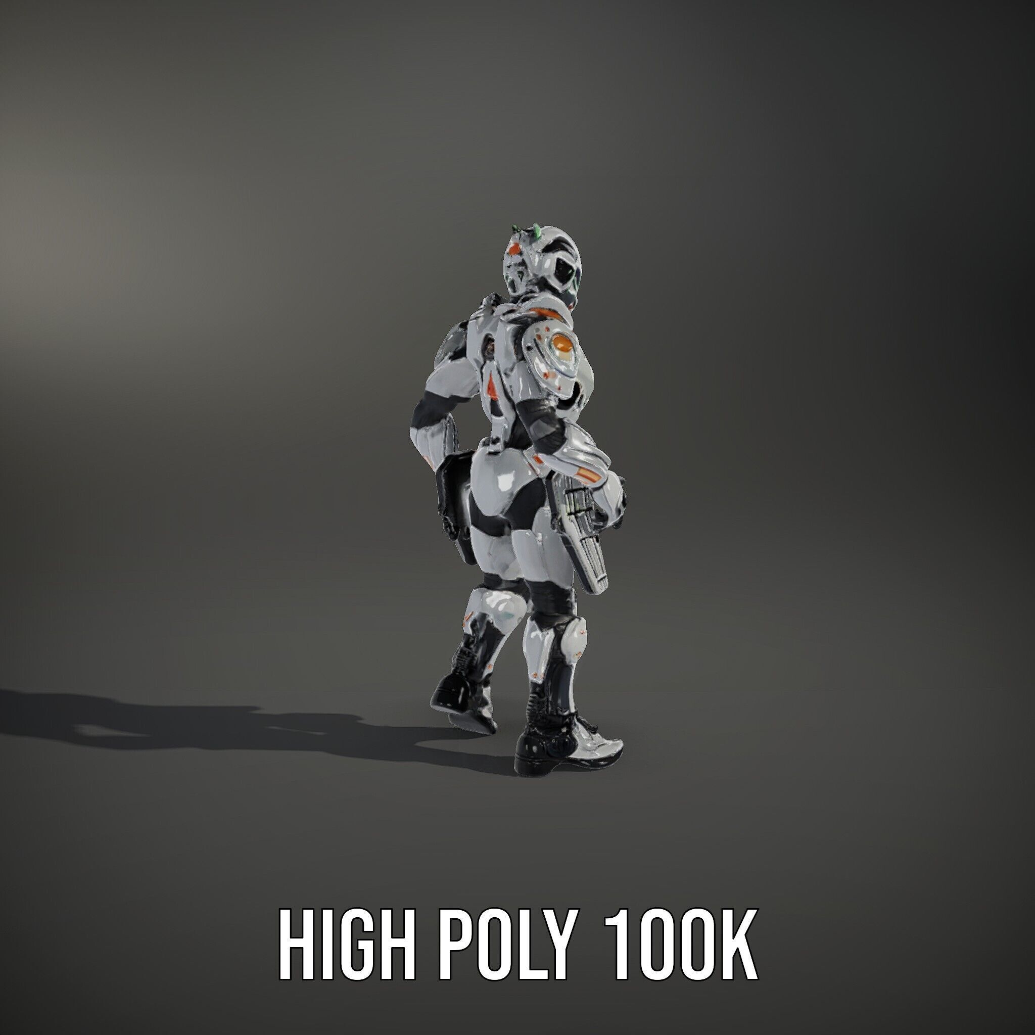 Futuristic Rigged and Animated Combat Robot Suit D Model Low-poly 3D model_11