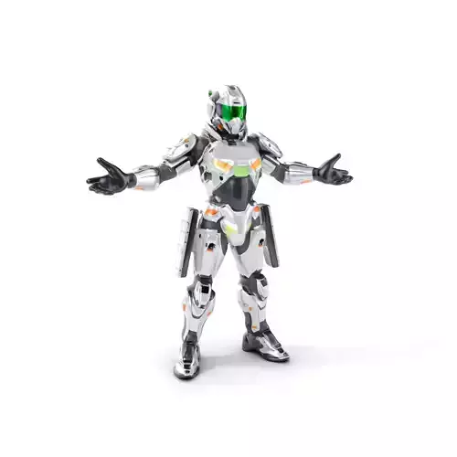 Futuristic Rigged and Animated Combat Robot Suit D Model Low-poly 3D model