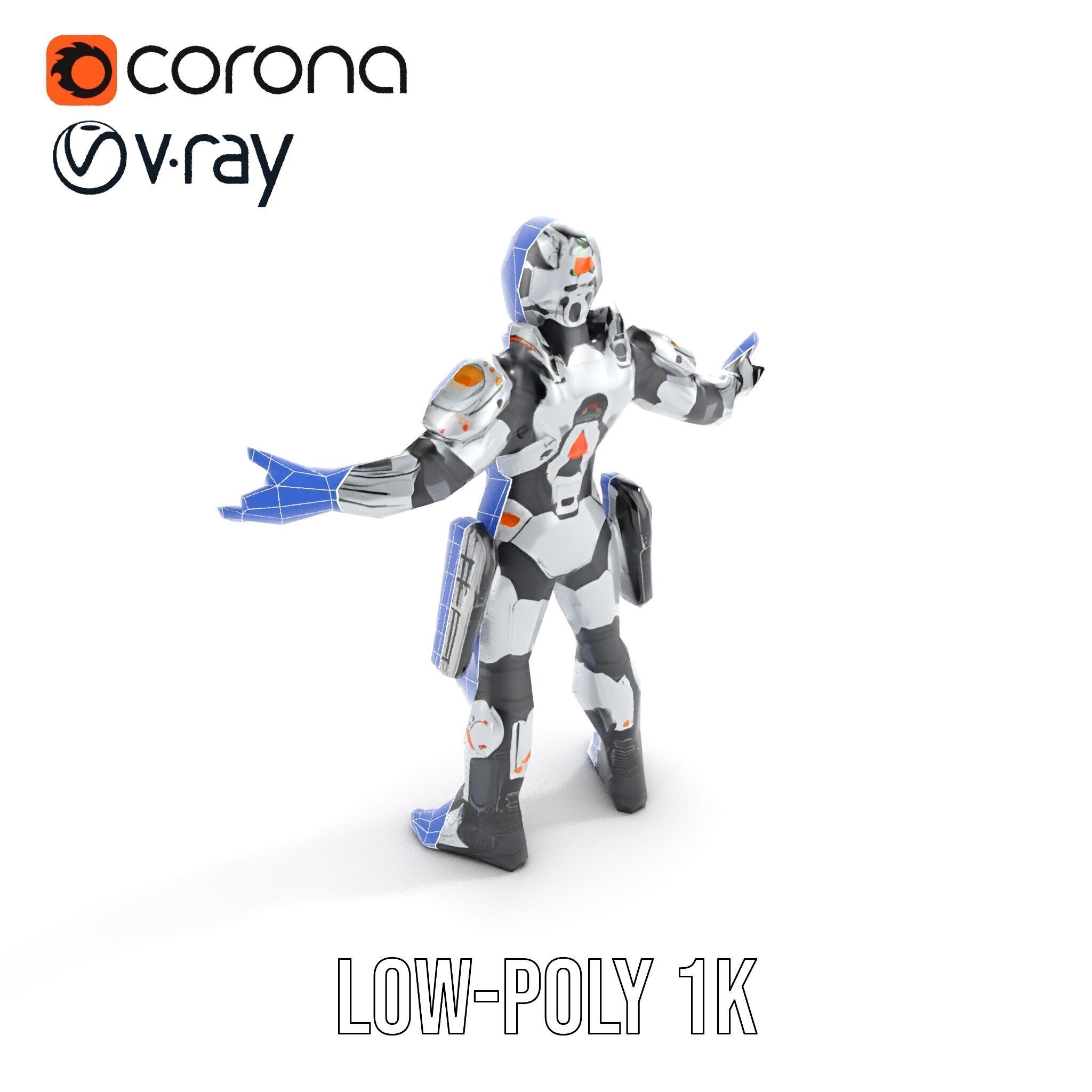 Futuristic Rigged and Animated Combat Robot Suit D Model Low-poly 3D model_33