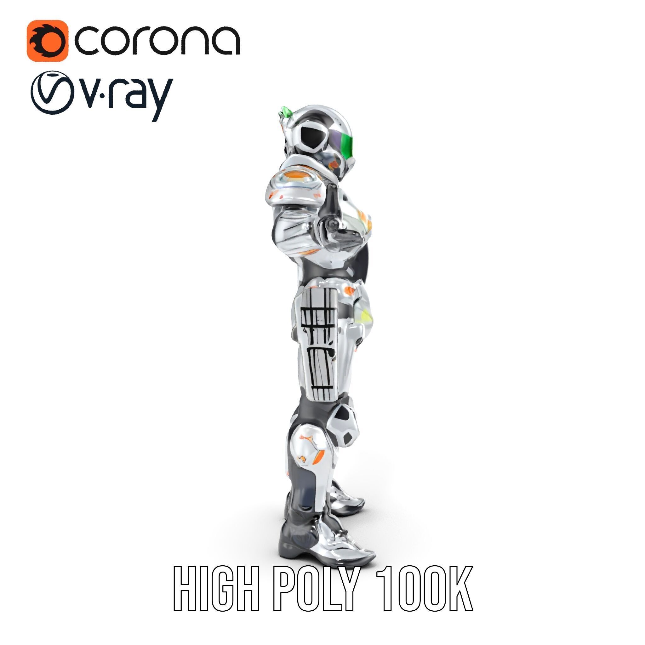 Futuristic Rigged and Animated Combat Robot Suit D Model Low-poly 3D model_31