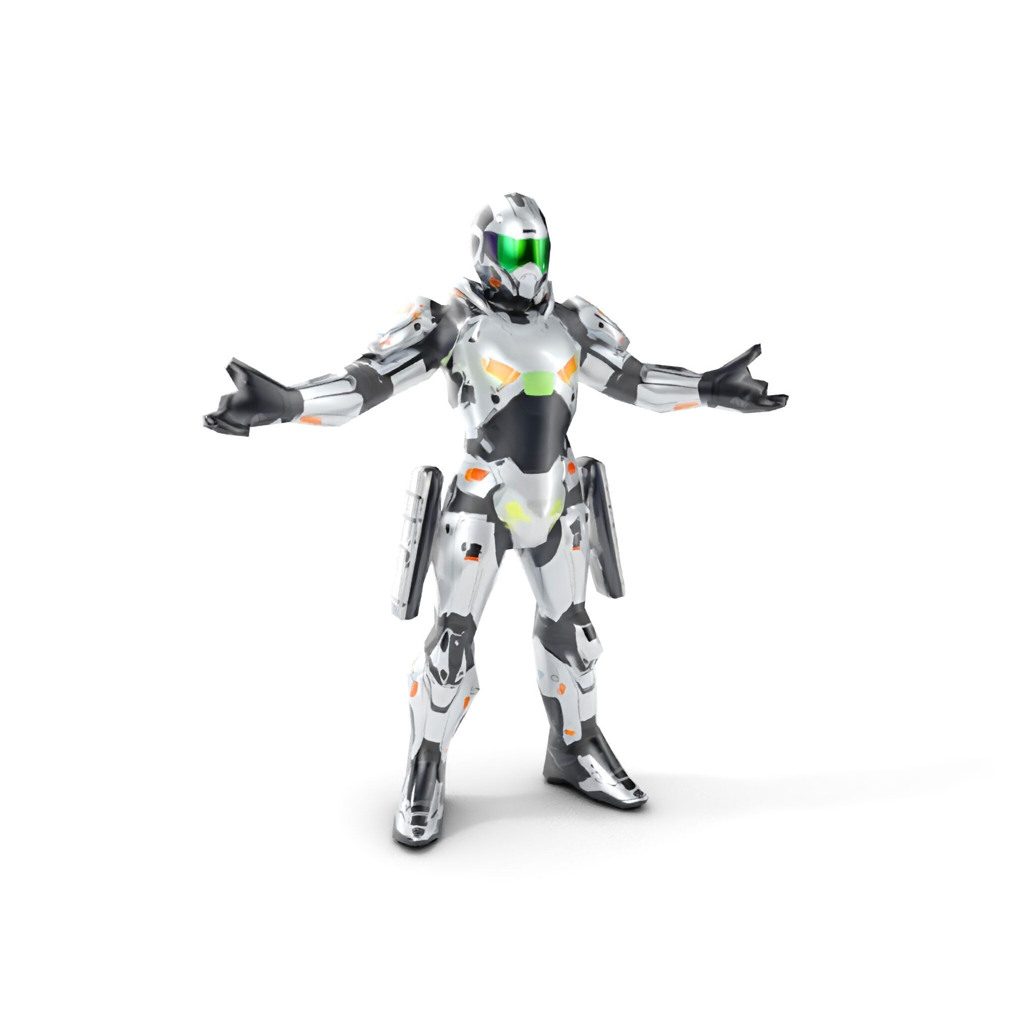 Futuristic Rigged and Animated Combat Robot Suit D Model Low-poly 3D model_13