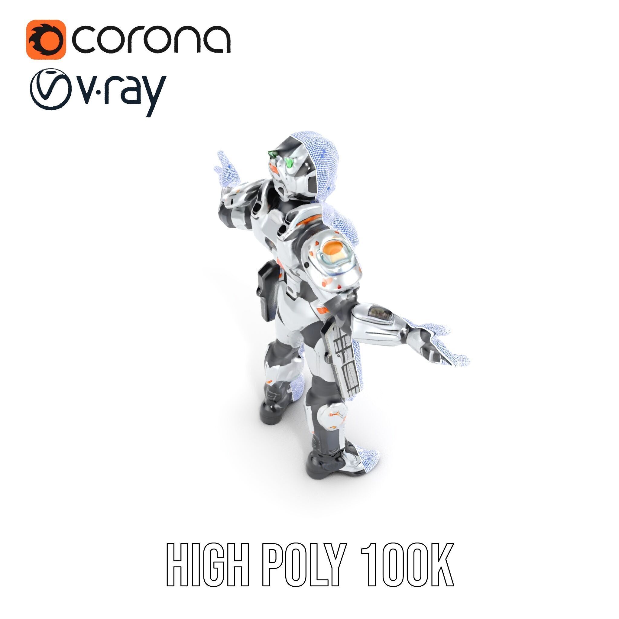 Futuristic Rigged and Animated Combat Robot Suit D Model Low-poly 3D model_38