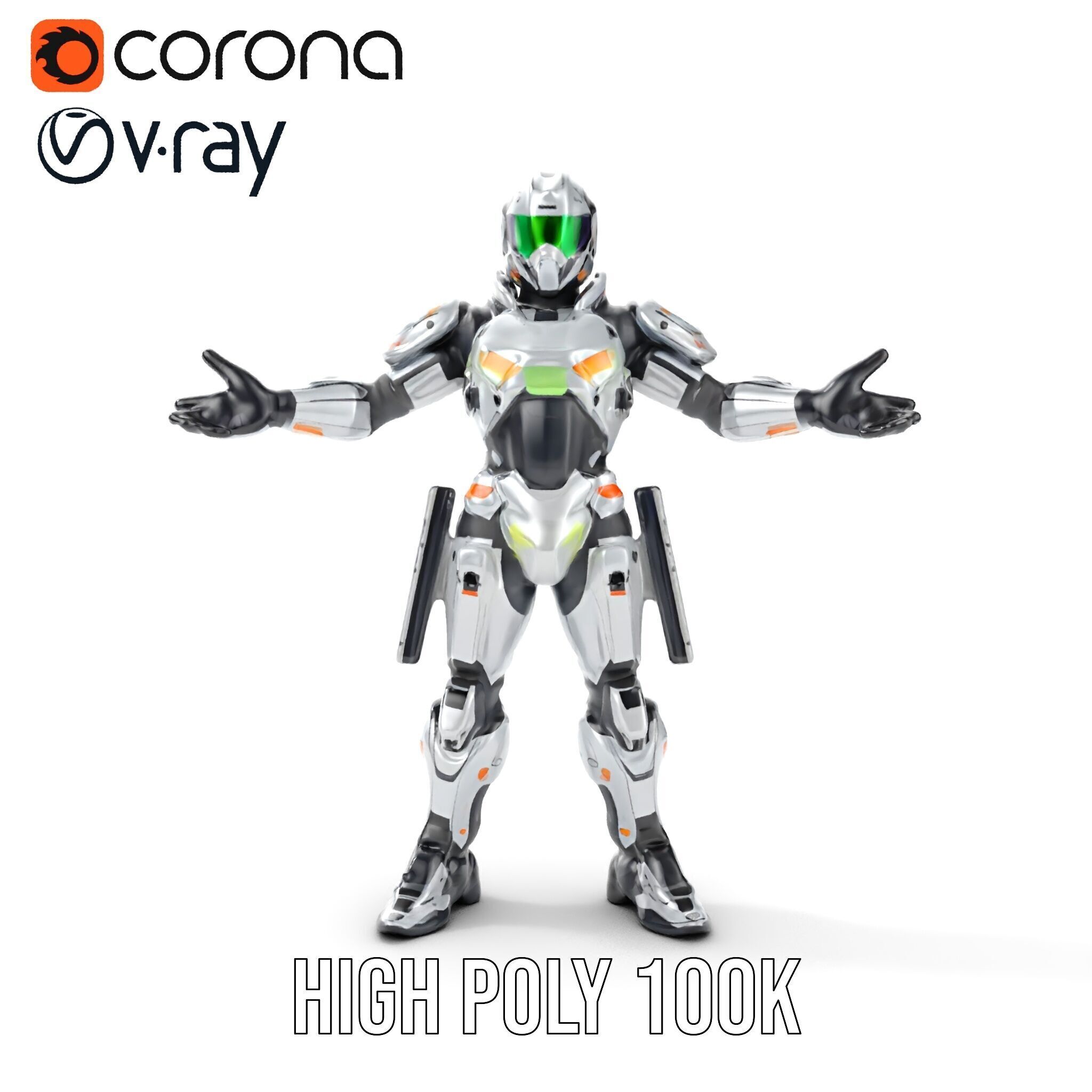 Futuristic Rigged and Animated Combat Robot Suit D Model Low-poly 3D model_20