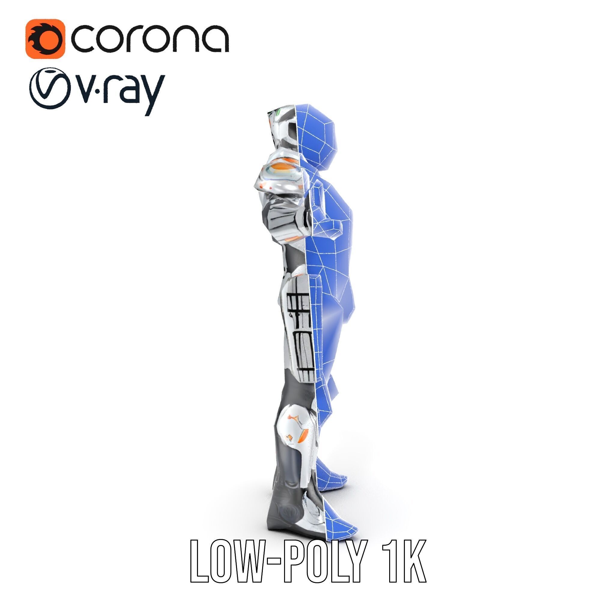 Futuristic Rigged and Animated Combat Robot Suit D Model Low-poly 3D model_19