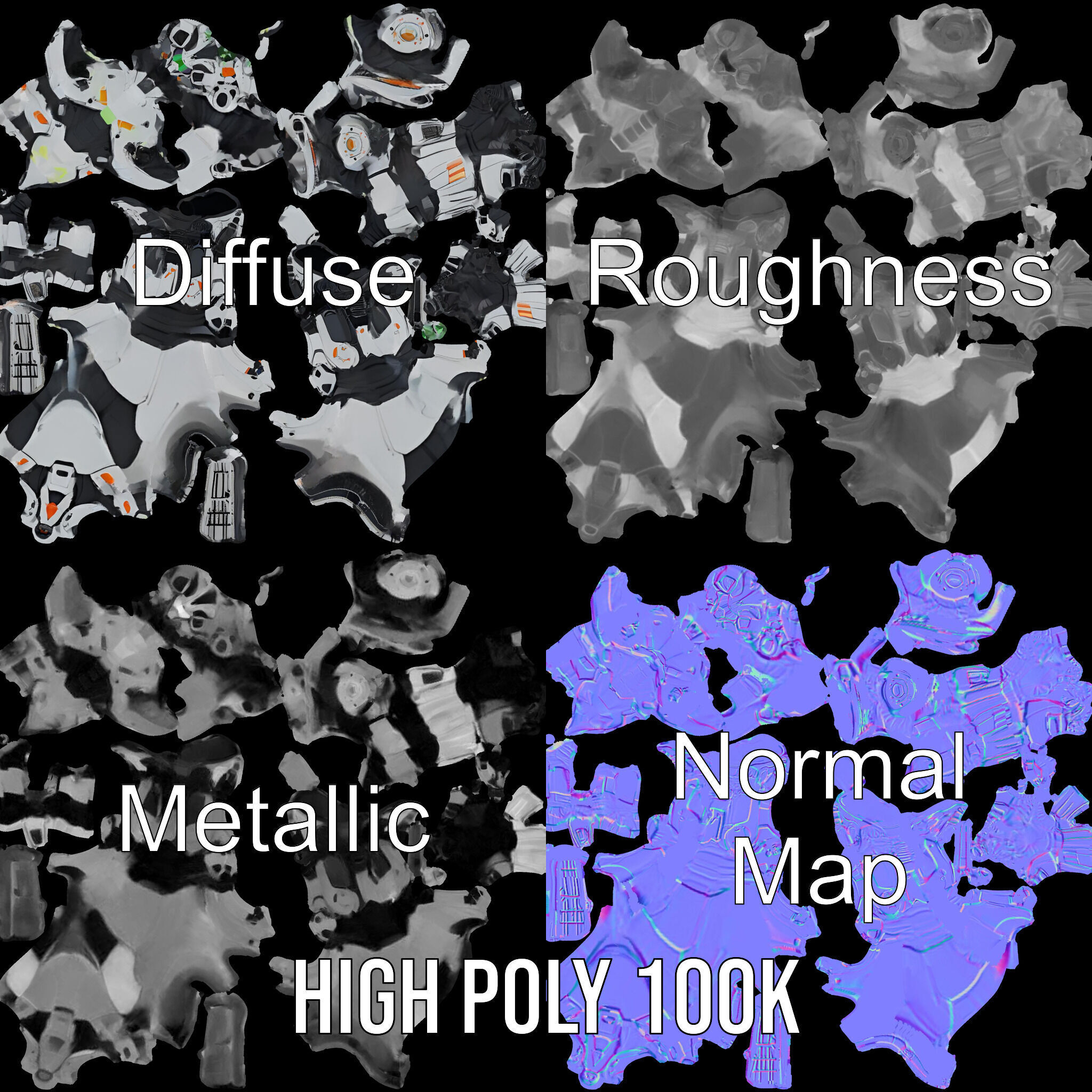 Futuristic Rigged and Animated Combat Robot Suit D Model Low-poly 3D model_4