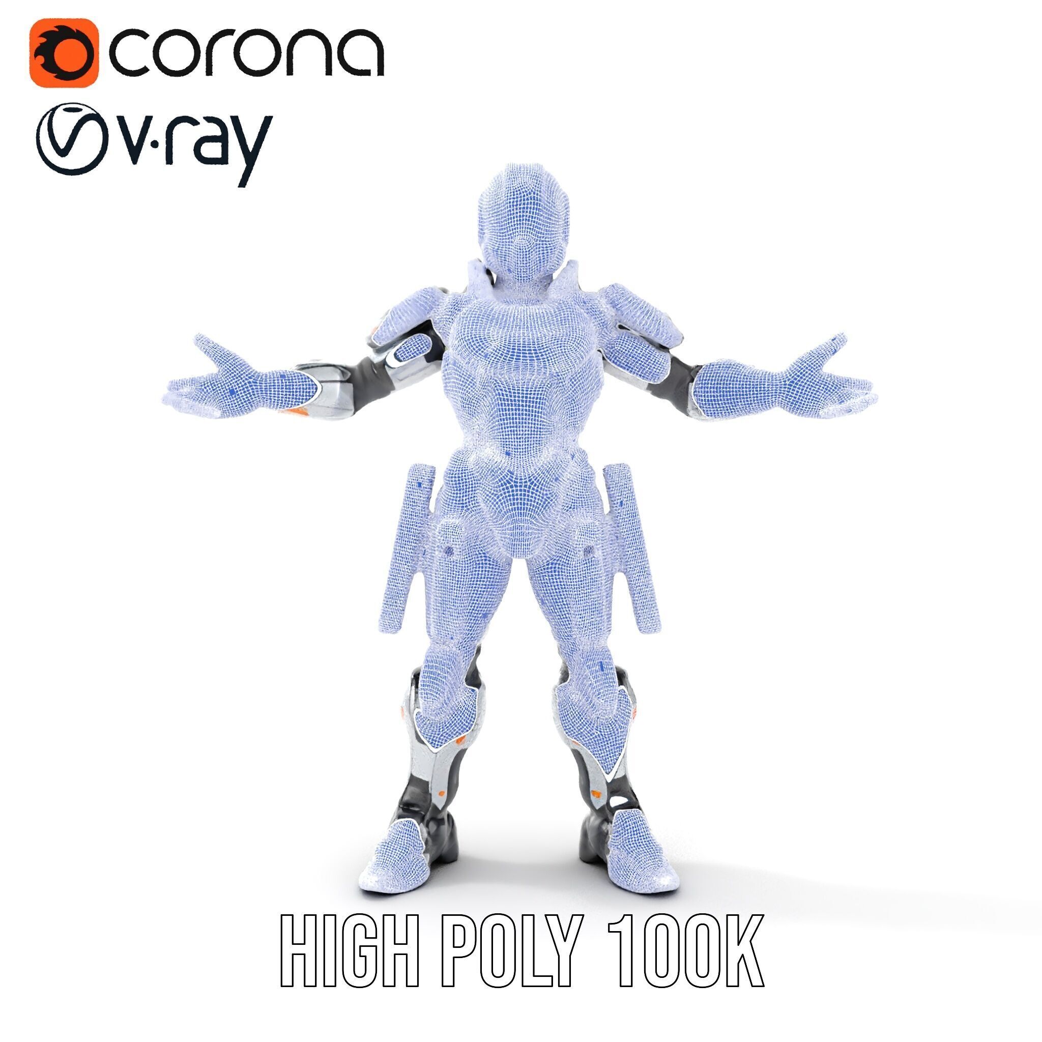 Futuristic Rigged and Animated Combat Robot Suit D Model Low-poly 3D model_41