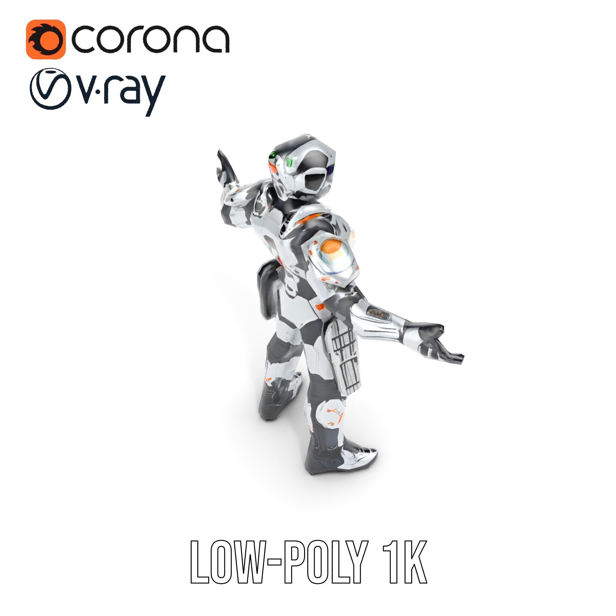 Futuristic Rigged and Animated Combat Robot Suit D Model Low-poly 3D model_22