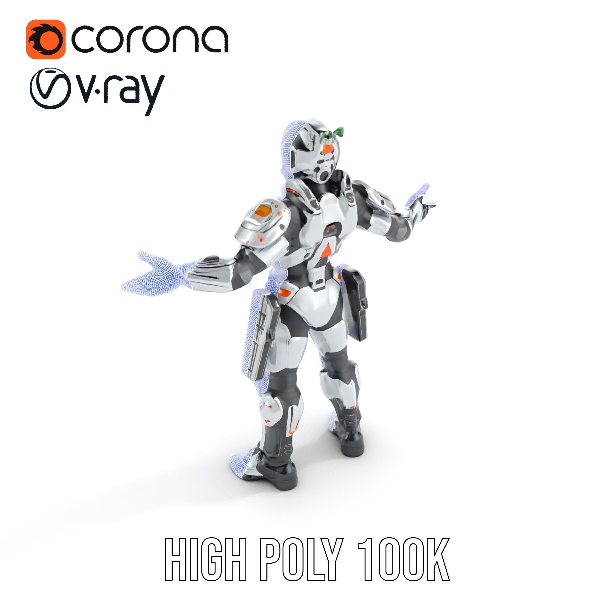 Futuristic Rigged and Animated Combat Robot Suit D Model Low-poly 3D model_36