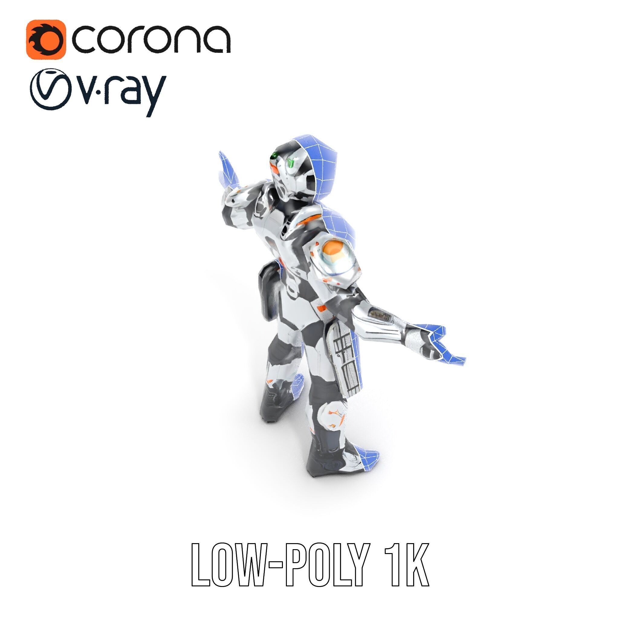 Futuristic Rigged and Animated Combat Robot Suit D Model Low-poly 3D model_8