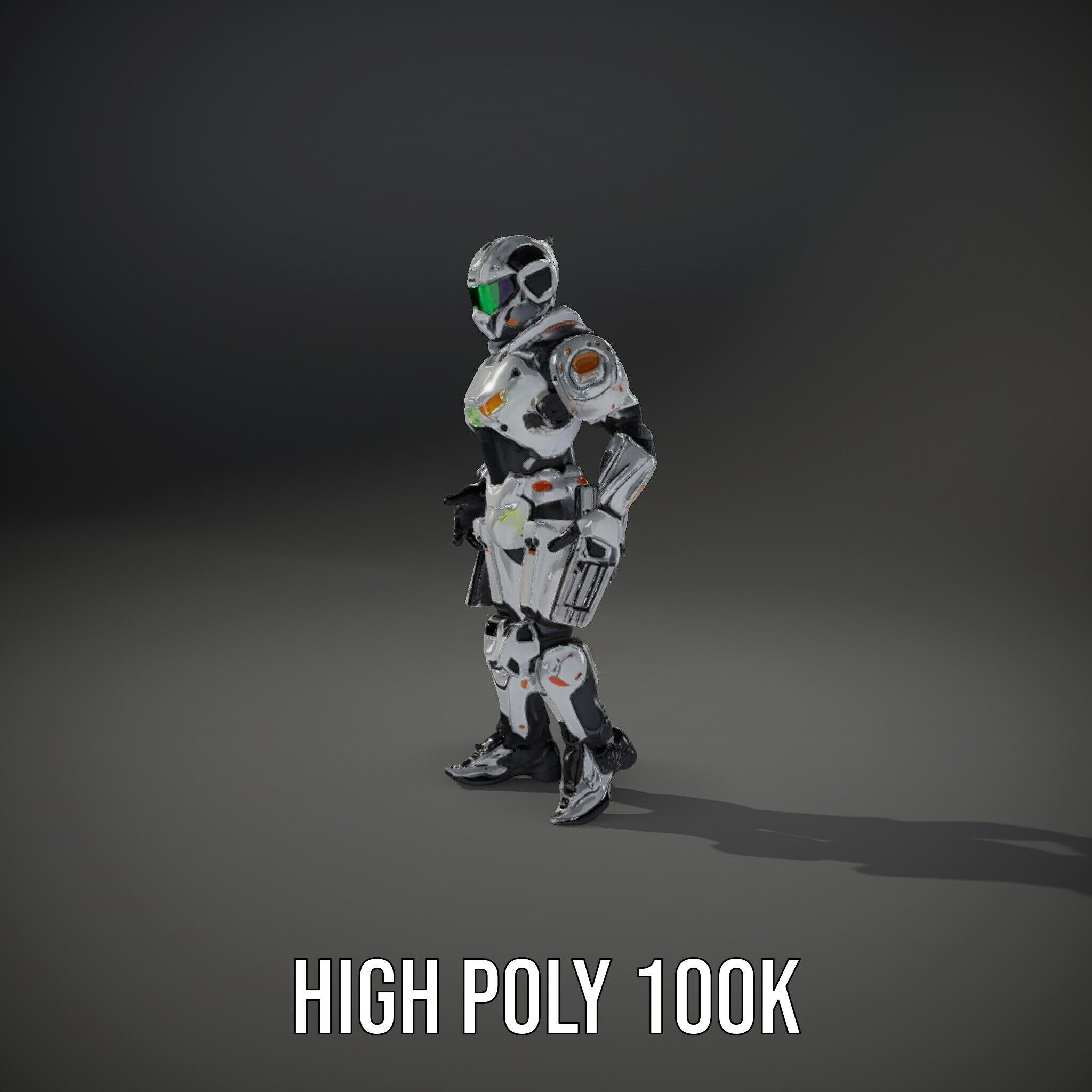 Futuristic Rigged and Animated Combat Robot Suit D Model Low-poly 3D model_23