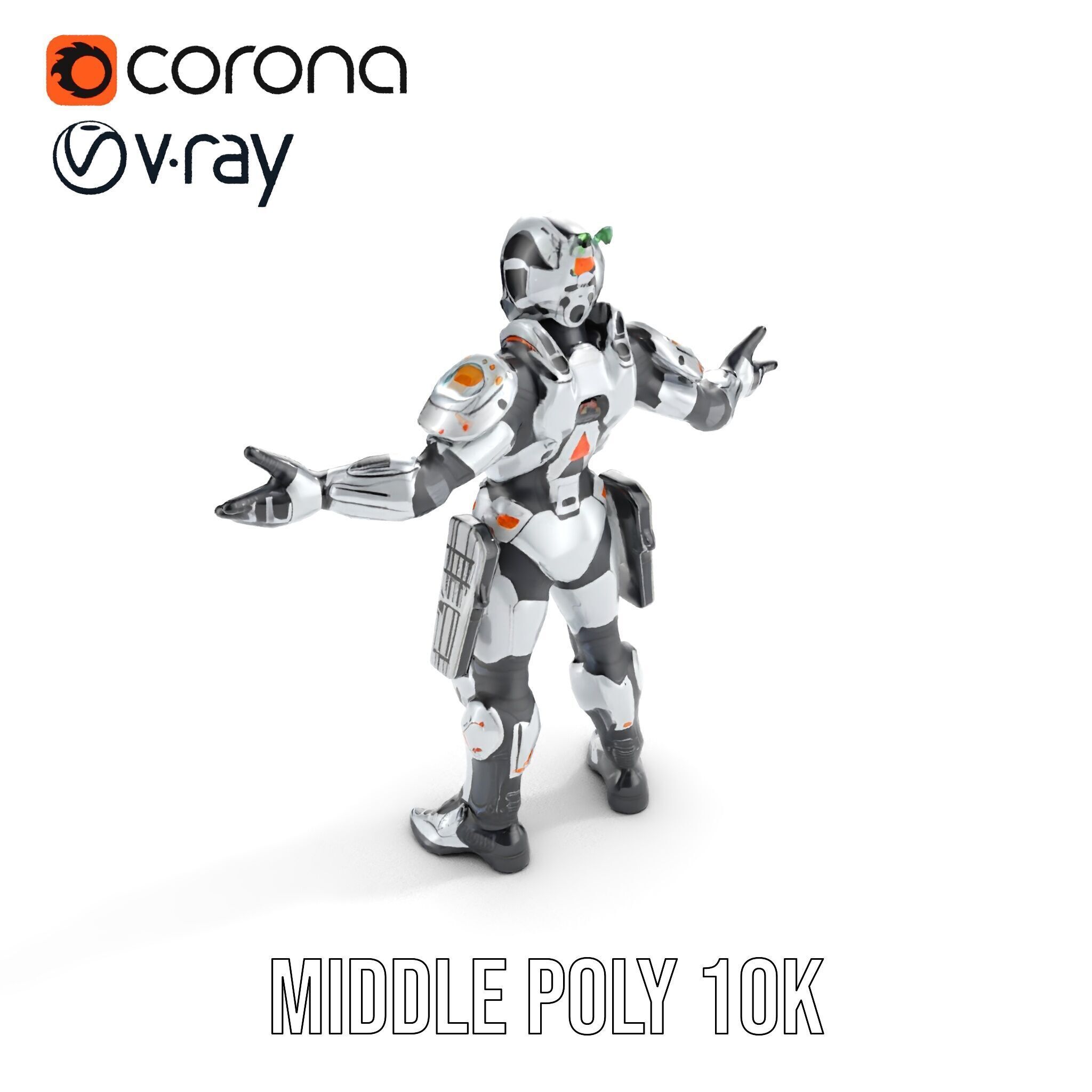 Futuristic Rigged and Animated Combat Robot Suit D Model Low-poly 3D model_12