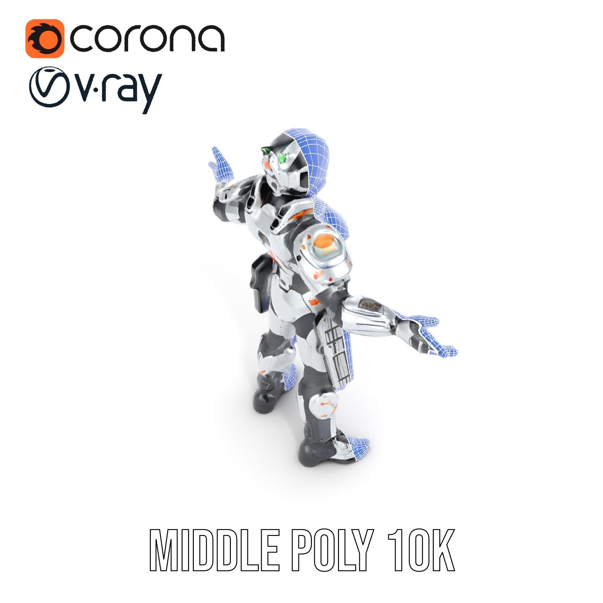 Futuristic Rigged and Animated Combat Robot Suit D Model Low-poly 3D model_34