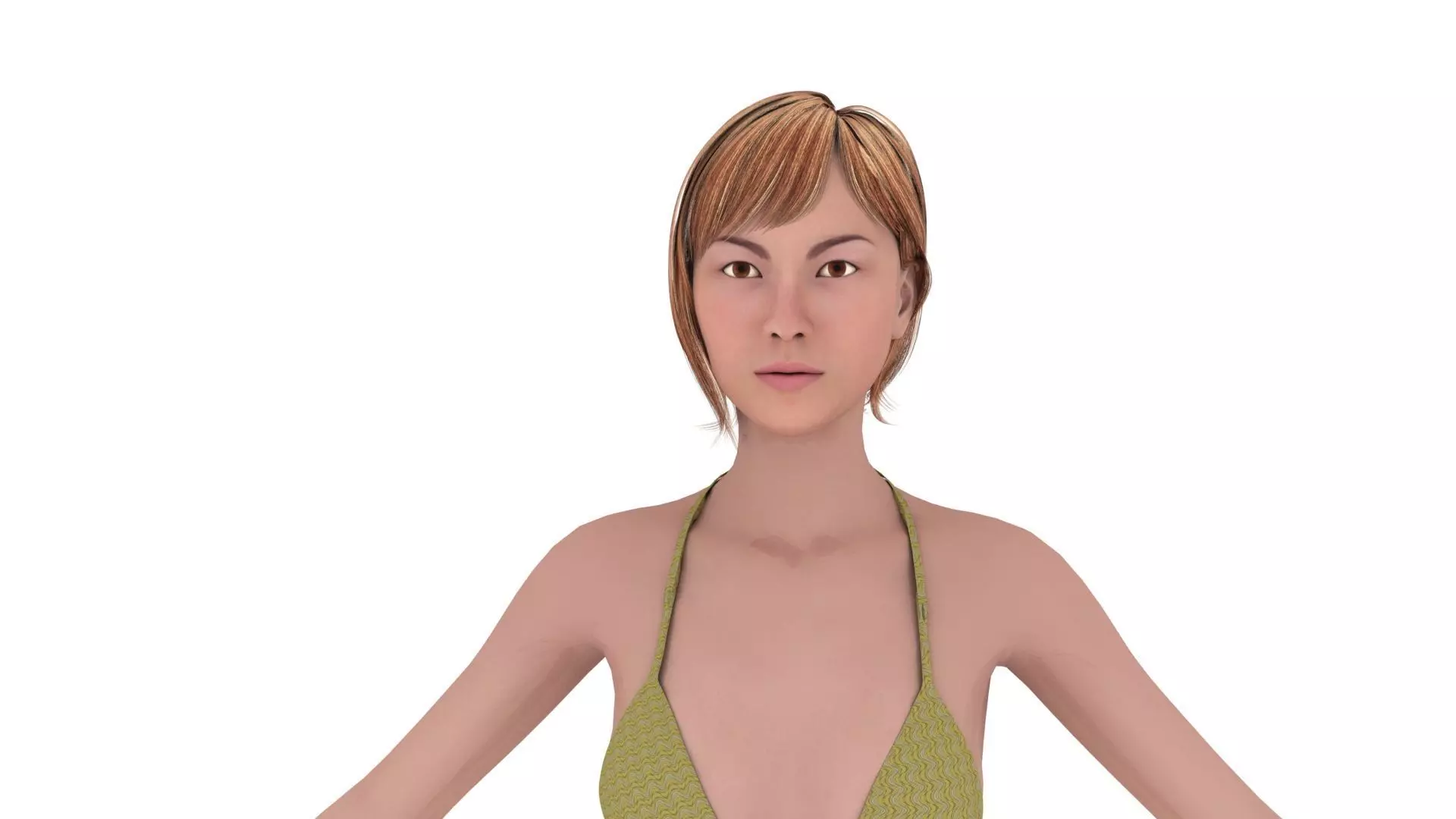 Realistic chinese japanese korean girl 3D model_0