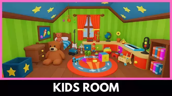 Kids Room - Lowpoly Cartoon Asset By Ake