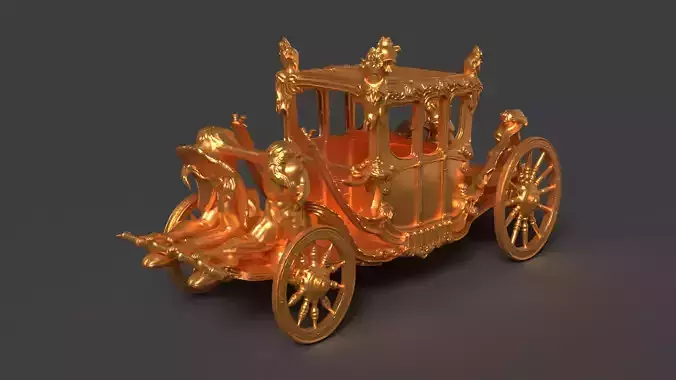 Chinese ancient golden  carriage  