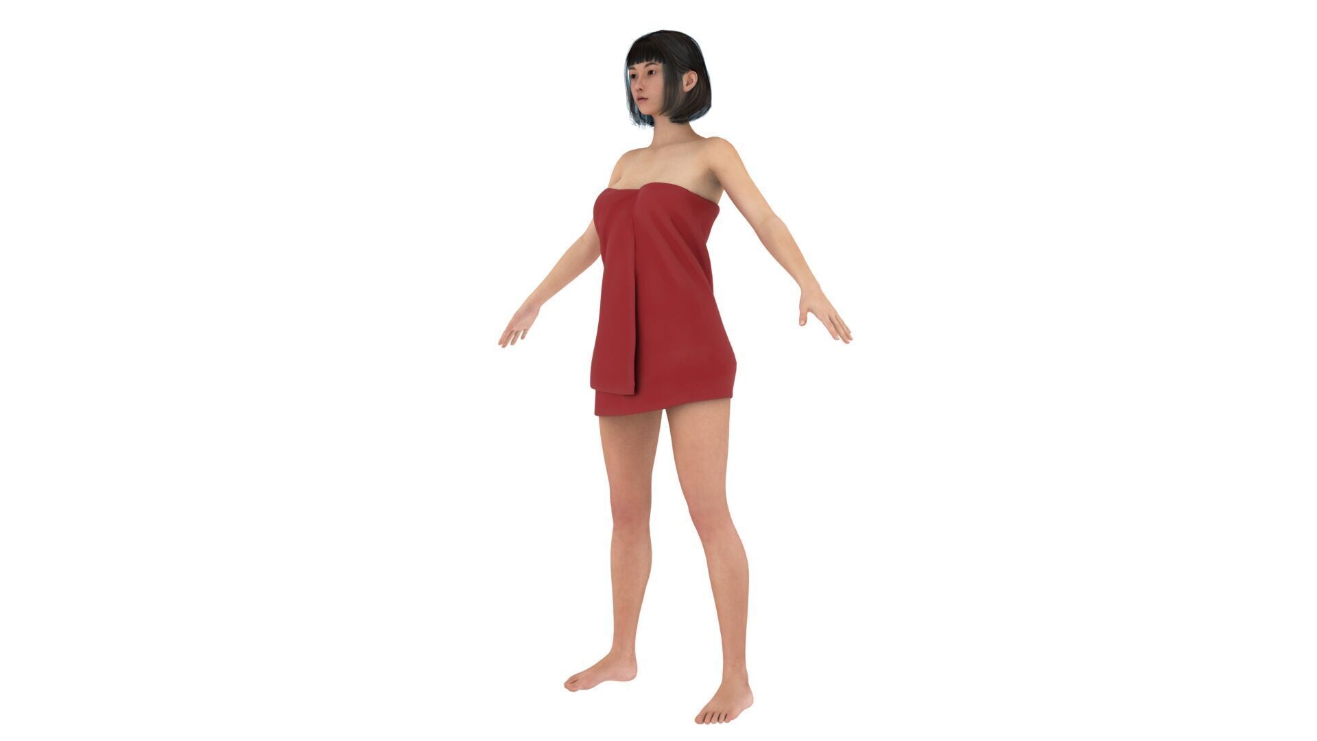 Realistic chinese japanese korean girl 3D model_2
