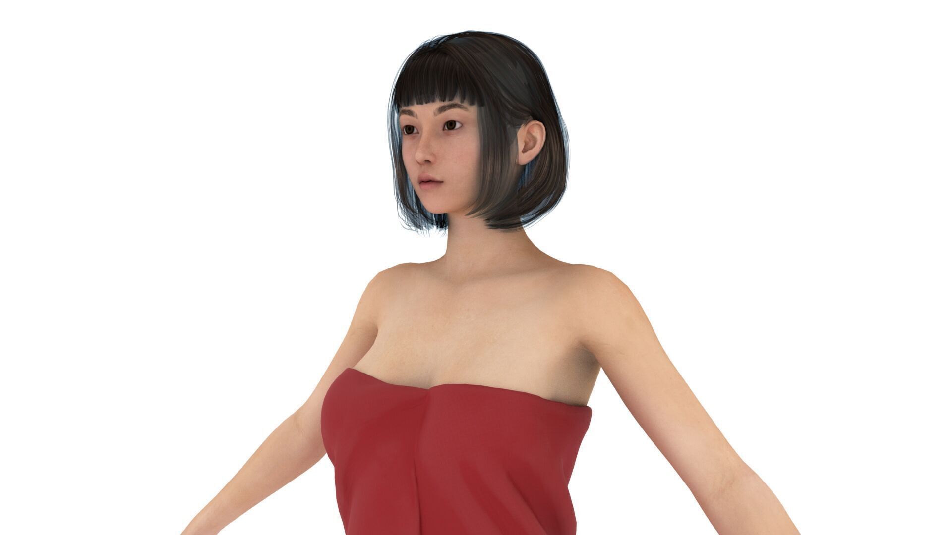 Realistic chinese japanese korean girl 3D model_1