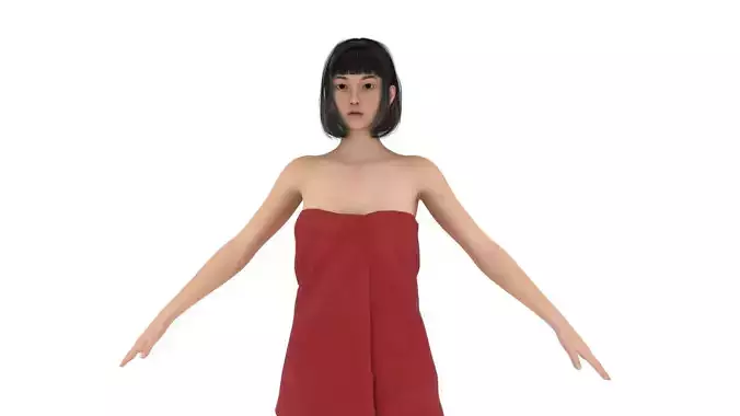 Realistic chinese japanese korean girl 3D model