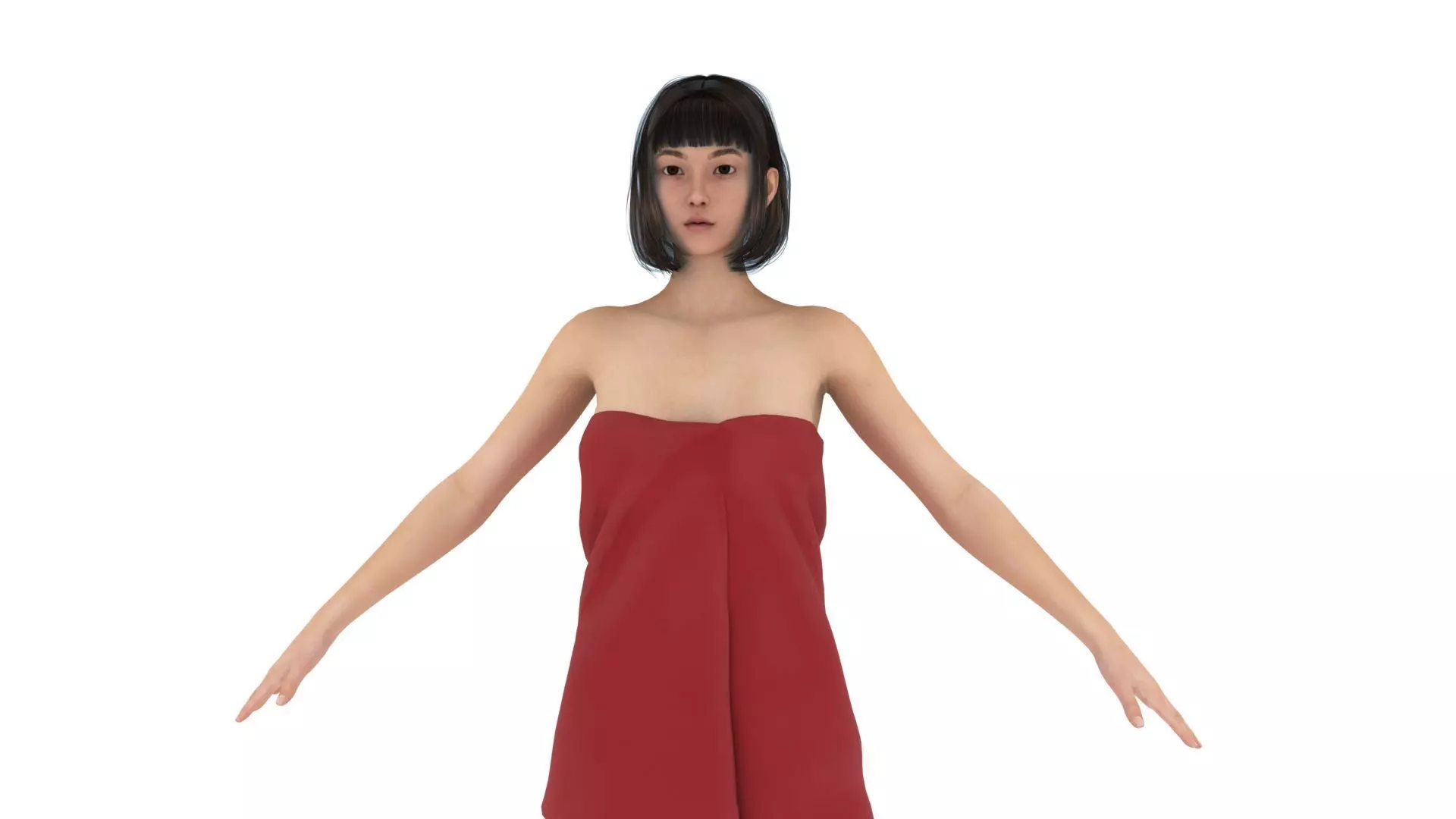Realistic chinese japanese korean girl 3D model_0