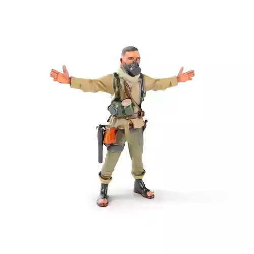 PostApocalyptic Survivor Character Rigged and Animated Low-poly 3D model