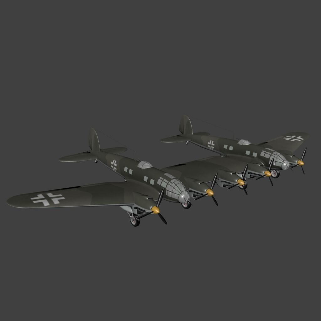 Heinkel-He-111Z-Zwilling luftwaffe fighter planes Low-poly 3D model